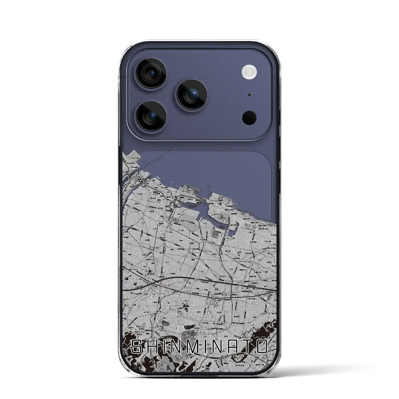 【新湊(富山県)】地図柄iPhoneケース(クリアタイプ)モノトーン・iPhone 17 Pro Max 用