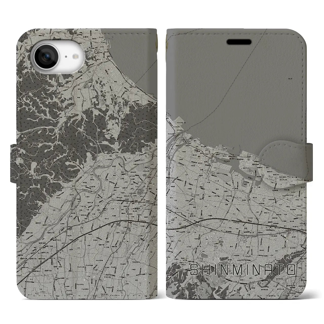 【新湊(富山県)】地図柄iPhoneケース(手帳タイプ)