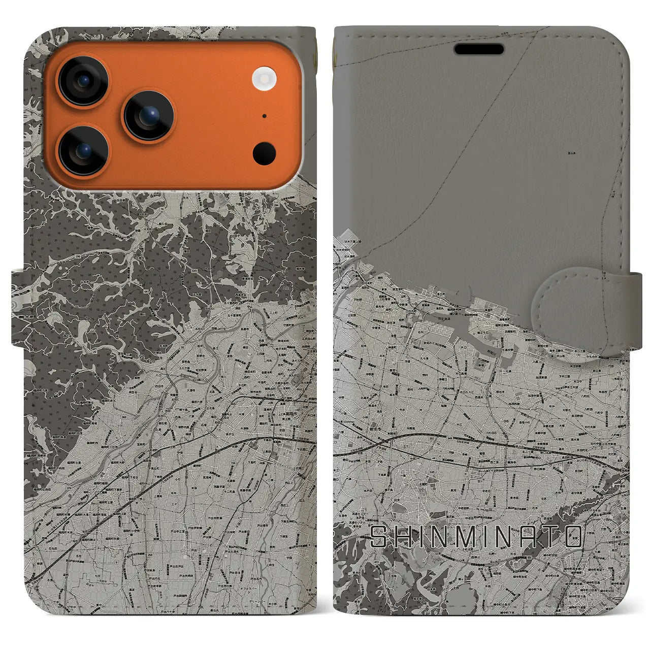 【新湊(富山県)】地図柄iPhoneケース(手帳タイプ)