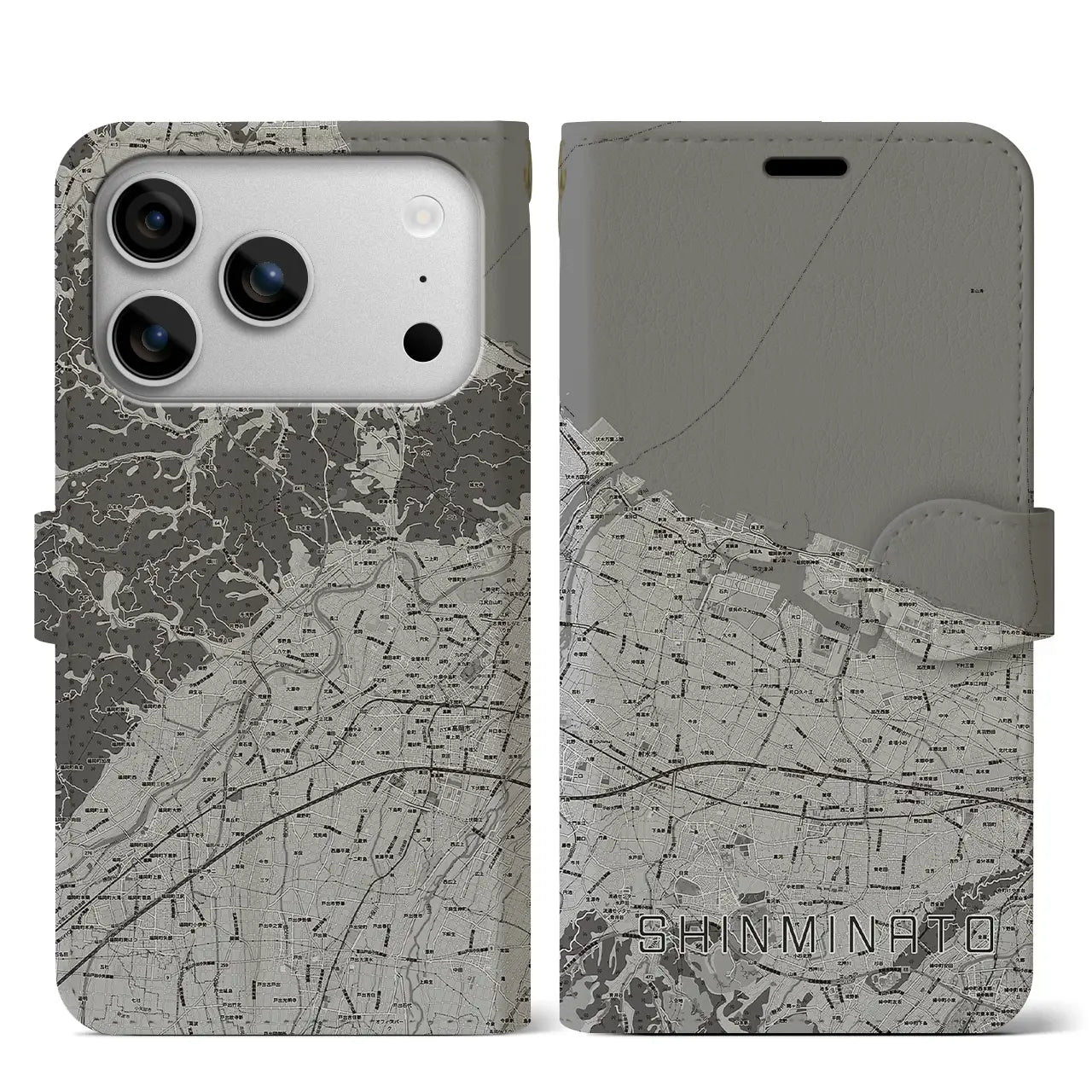 【新湊(富山県)】地図柄iPhoneケース(手帳タイプ)