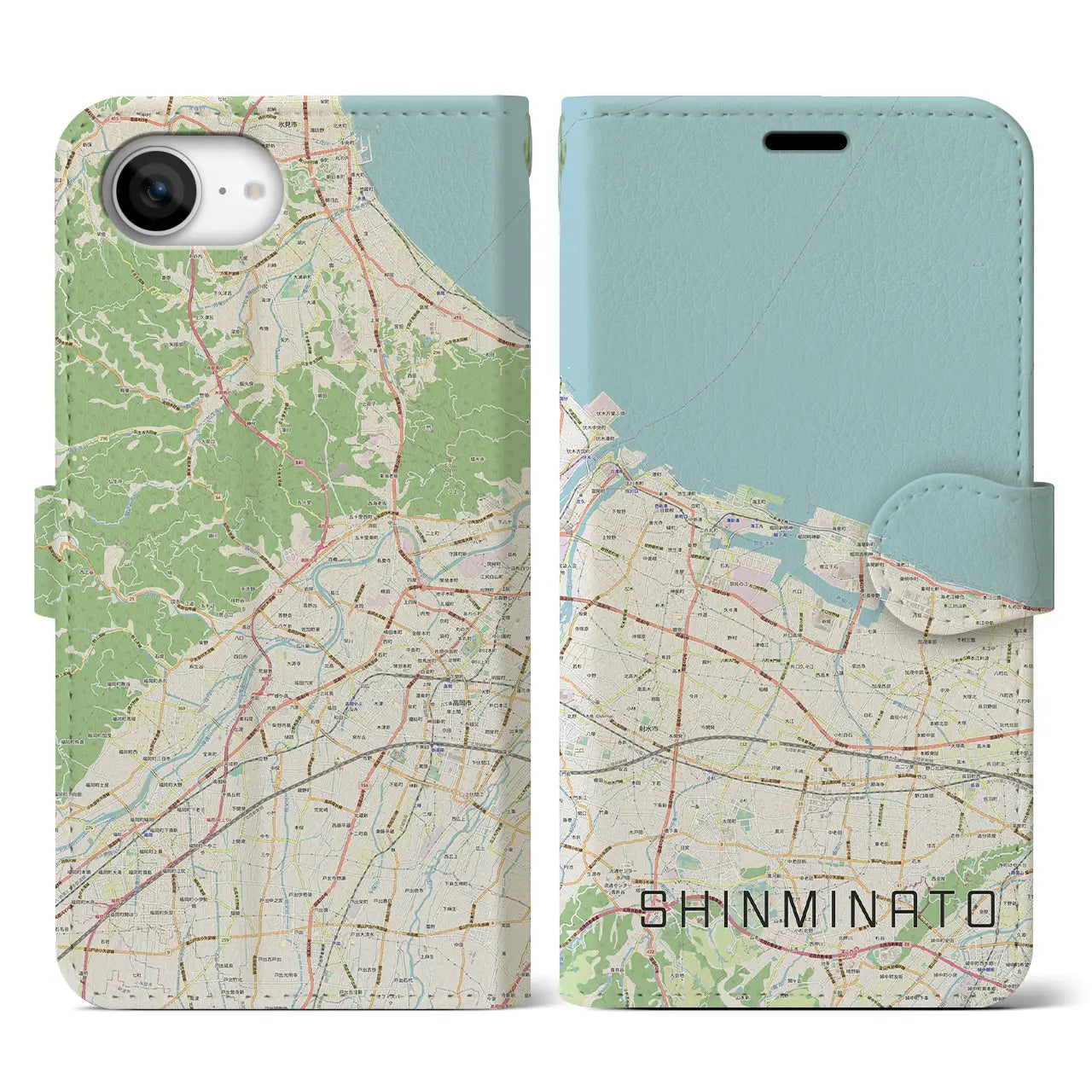 【新湊(富山県)】地図柄iPhoneケース(手帳タイプ)