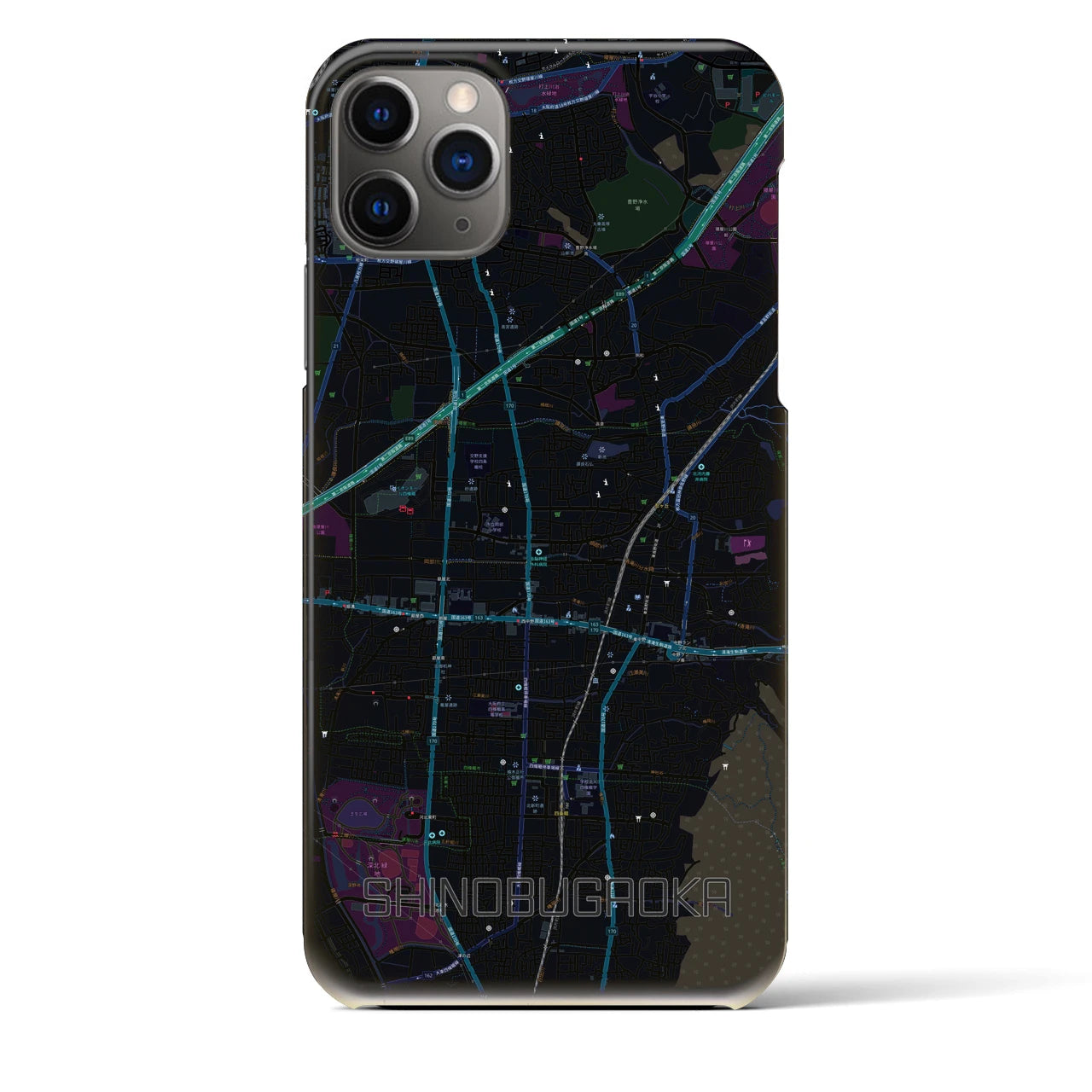 【忍ケ丘(大阪府)】地図柄iPhoneケース(バックカバータイプ)