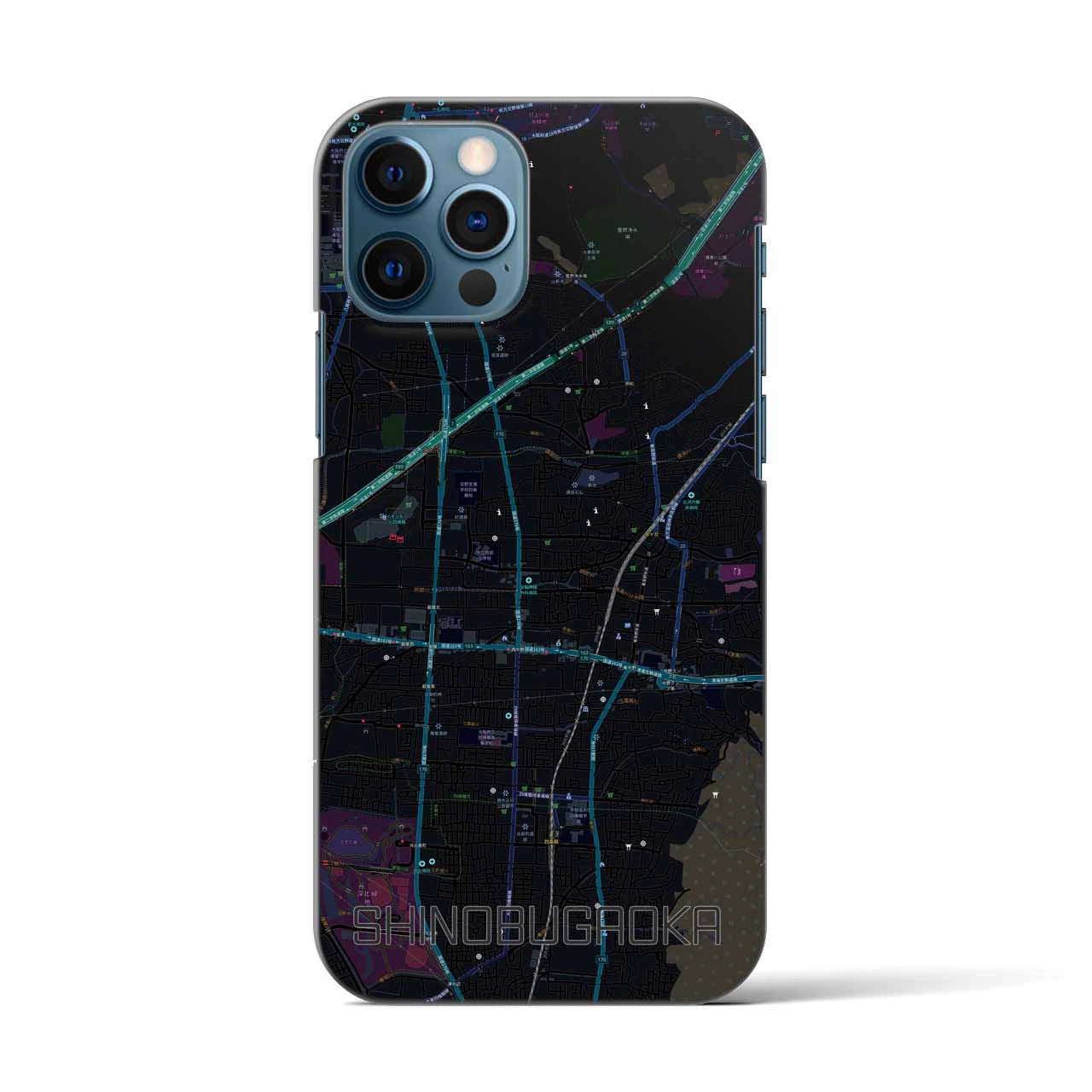 【忍ケ丘(大阪府)】地図柄iPhoneケース(バックカバータイプ)