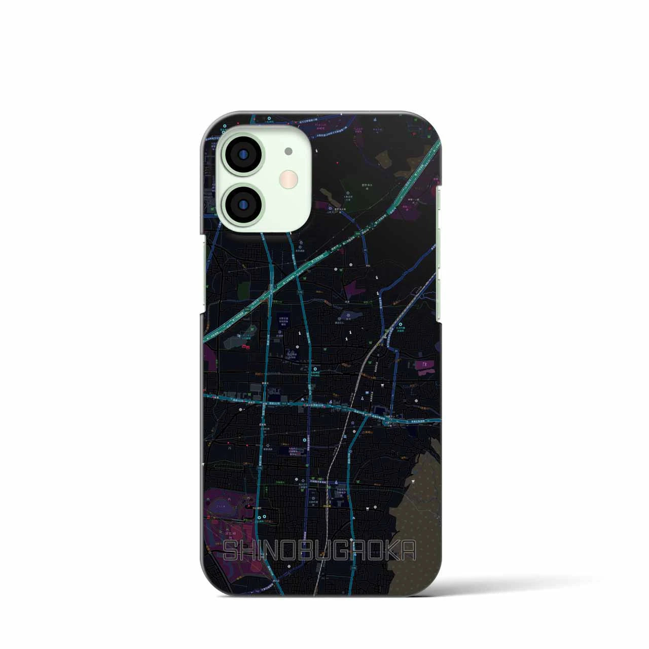 【忍ケ丘(大阪府)】地図柄iPhoneケース(バックカバータイプ)