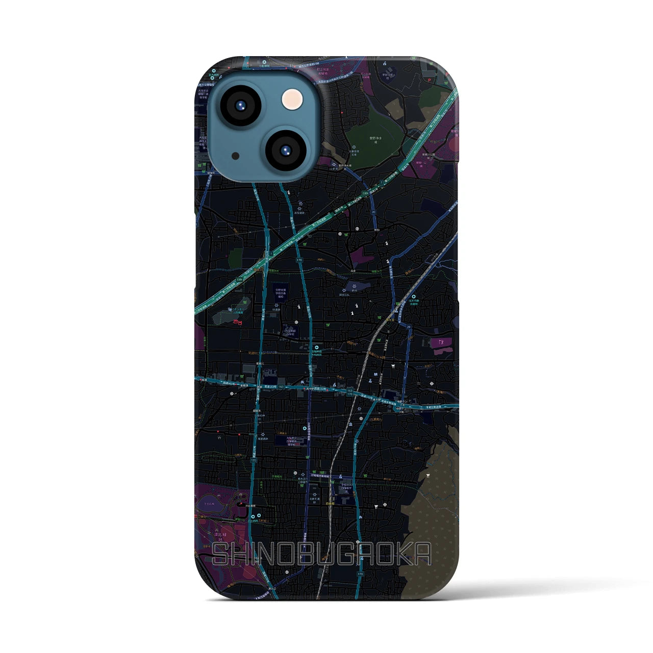 【忍ケ丘(大阪府)】地図柄iPhoneケース(バックカバータイプ)