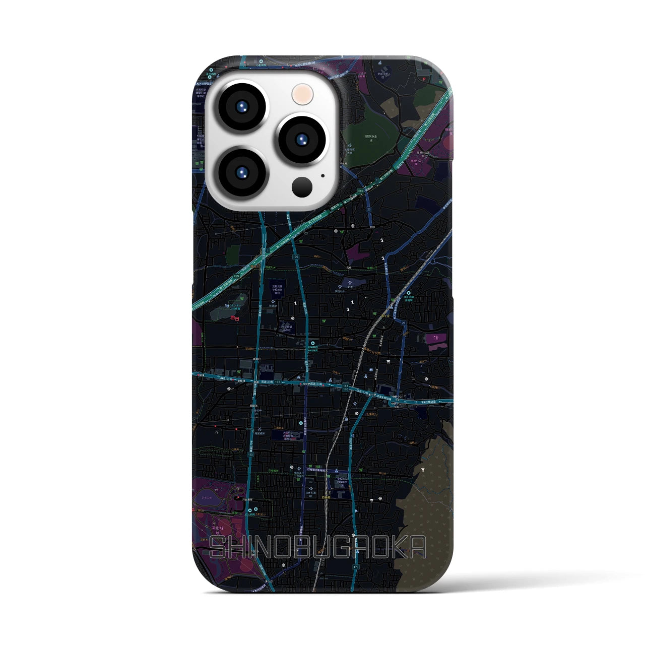 【忍ケ丘(大阪府)】地図柄iPhoneケース(バックカバータイプ)