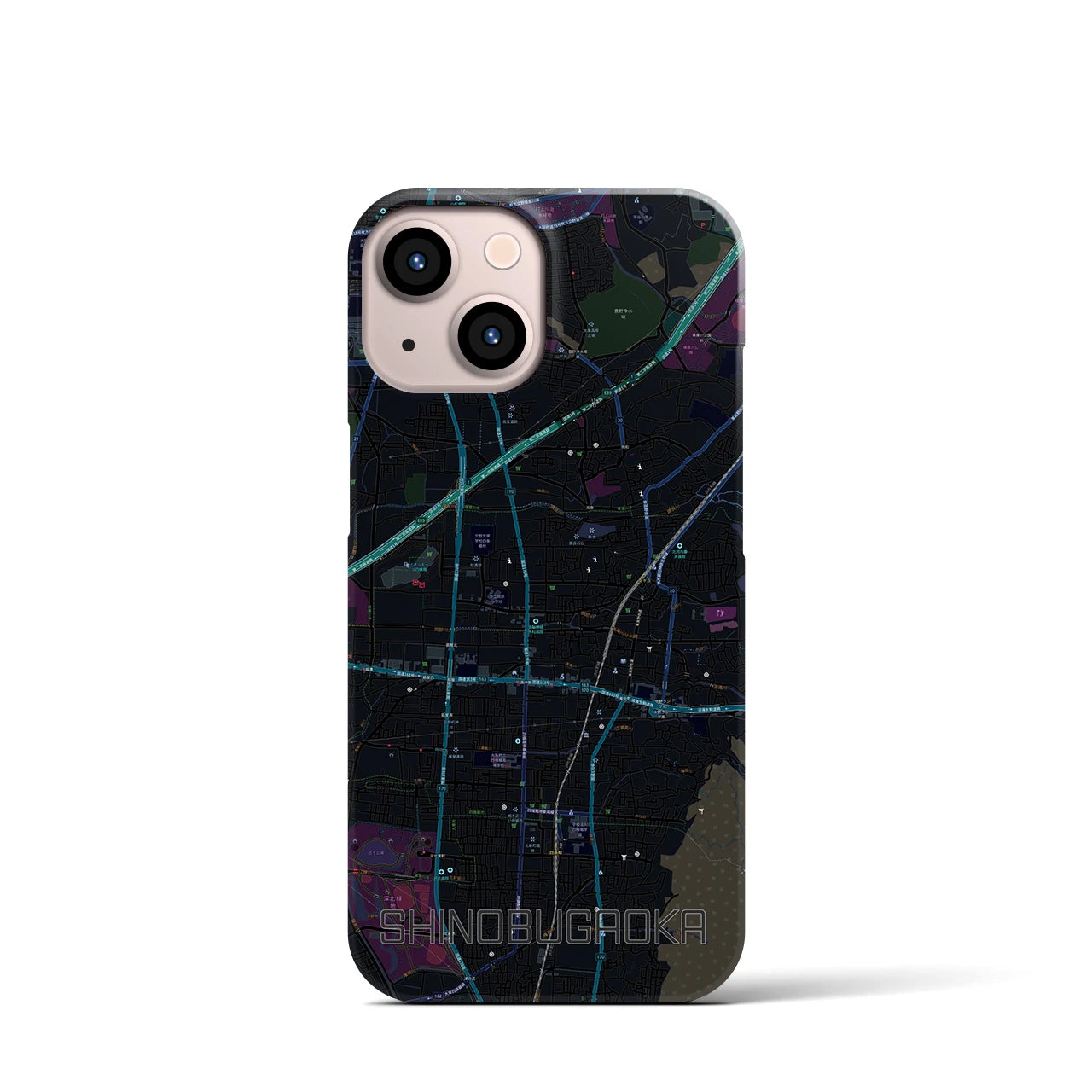 【忍ケ丘(大阪府)】地図柄iPhoneケース(バックカバータイプ)