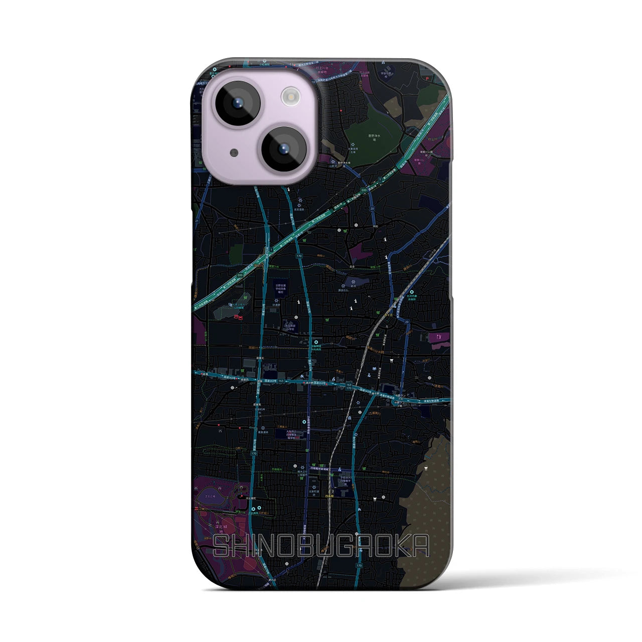 【忍ケ丘(大阪府)】地図柄iPhoneケース(バックカバータイプ)