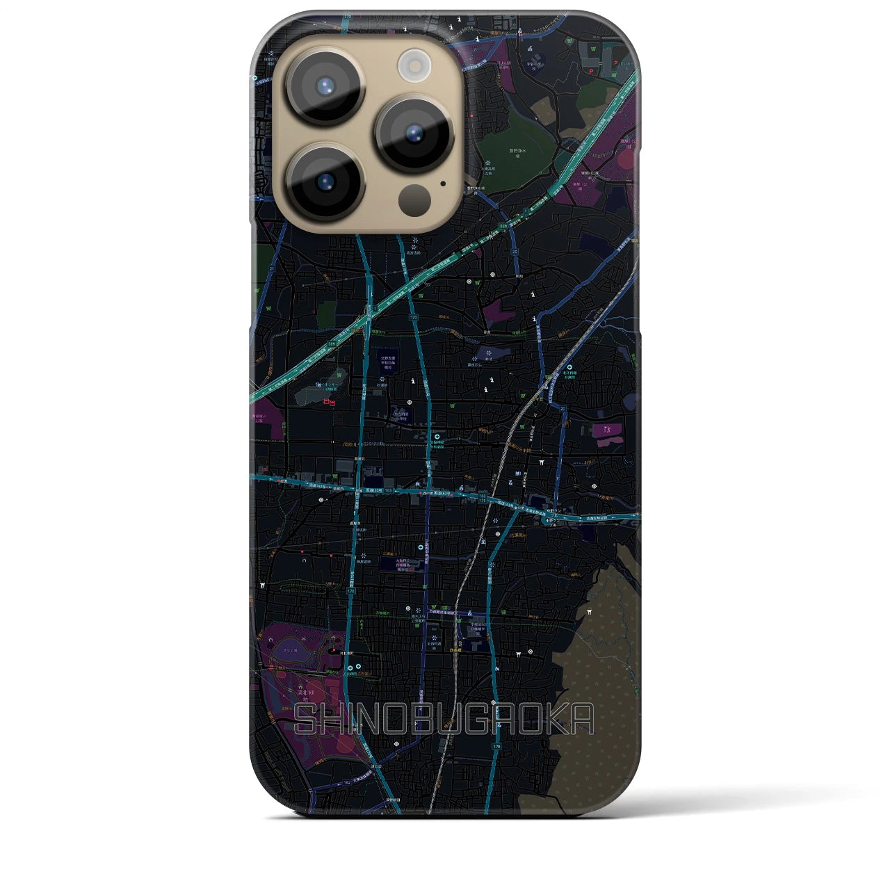 【忍ケ丘(大阪府)】地図柄iPhoneケース(バックカバータイプ)