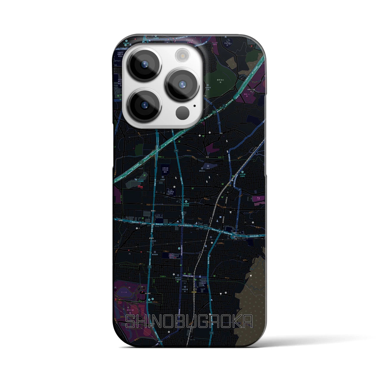 【忍ケ丘(大阪府)】地図柄iPhoneケース(バックカバータイプ)
