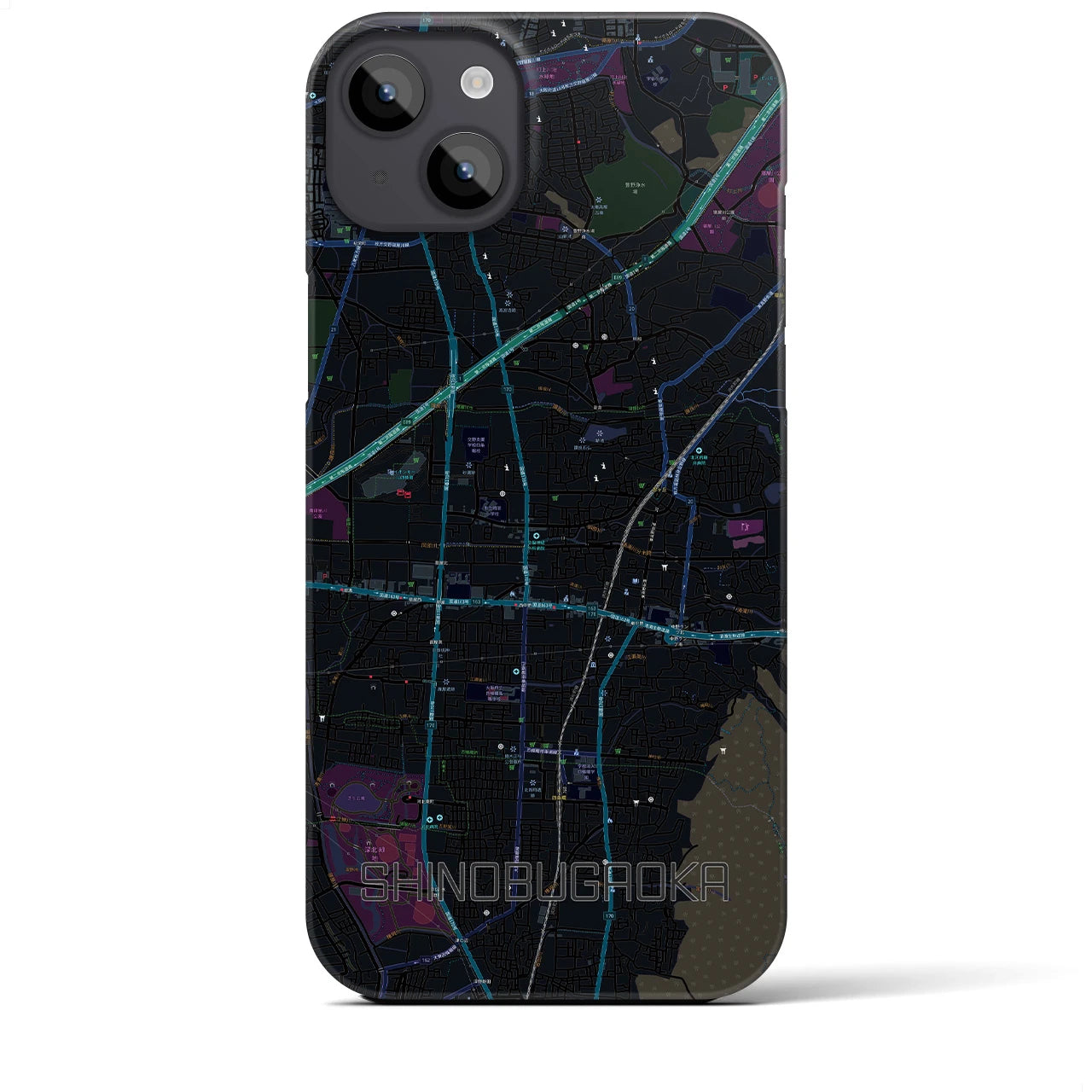 【忍ケ丘(大阪府)】地図柄iPhoneケース(バックカバータイプ)