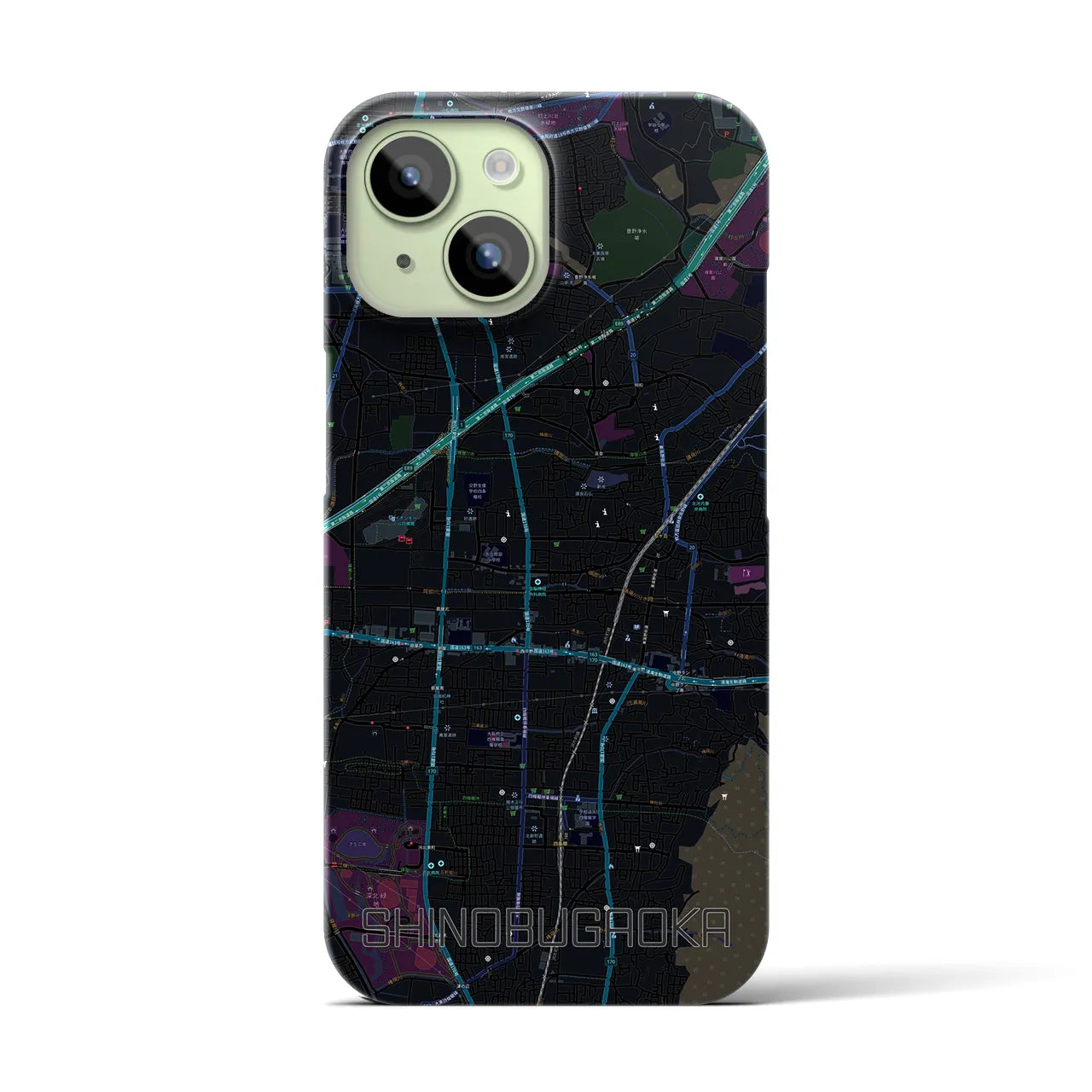 【忍ケ丘(大阪府)】地図柄iPhoneケース(バックカバータイプ)