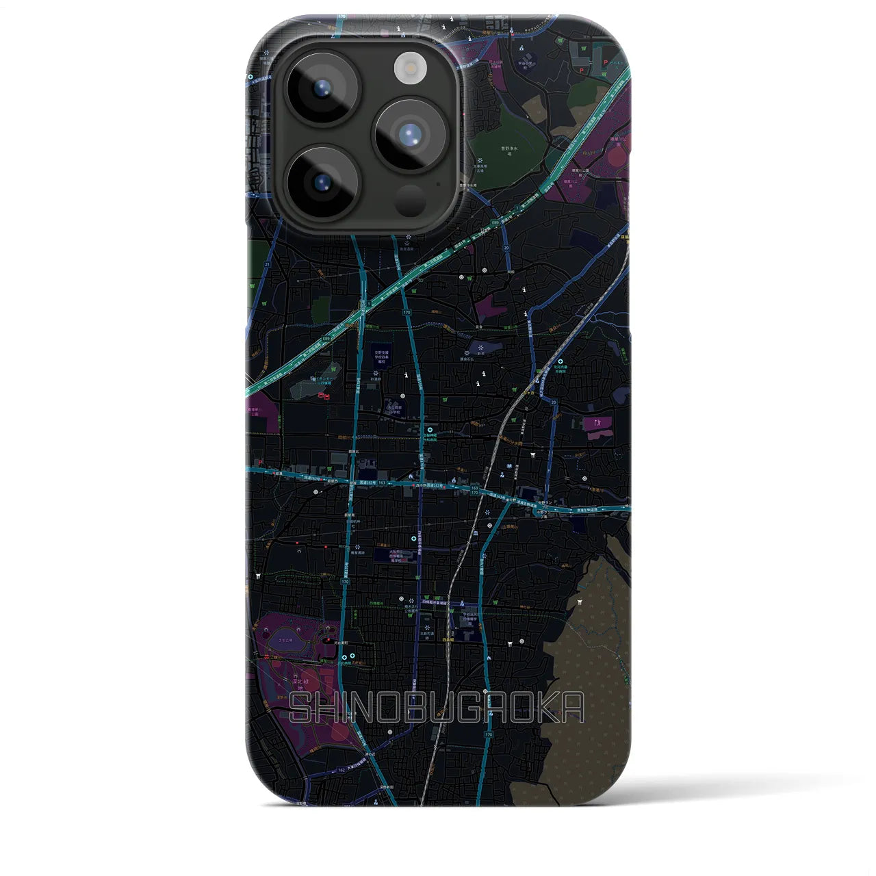 【忍ケ丘(大阪府)】地図柄iPhoneケース(バックカバータイプ)