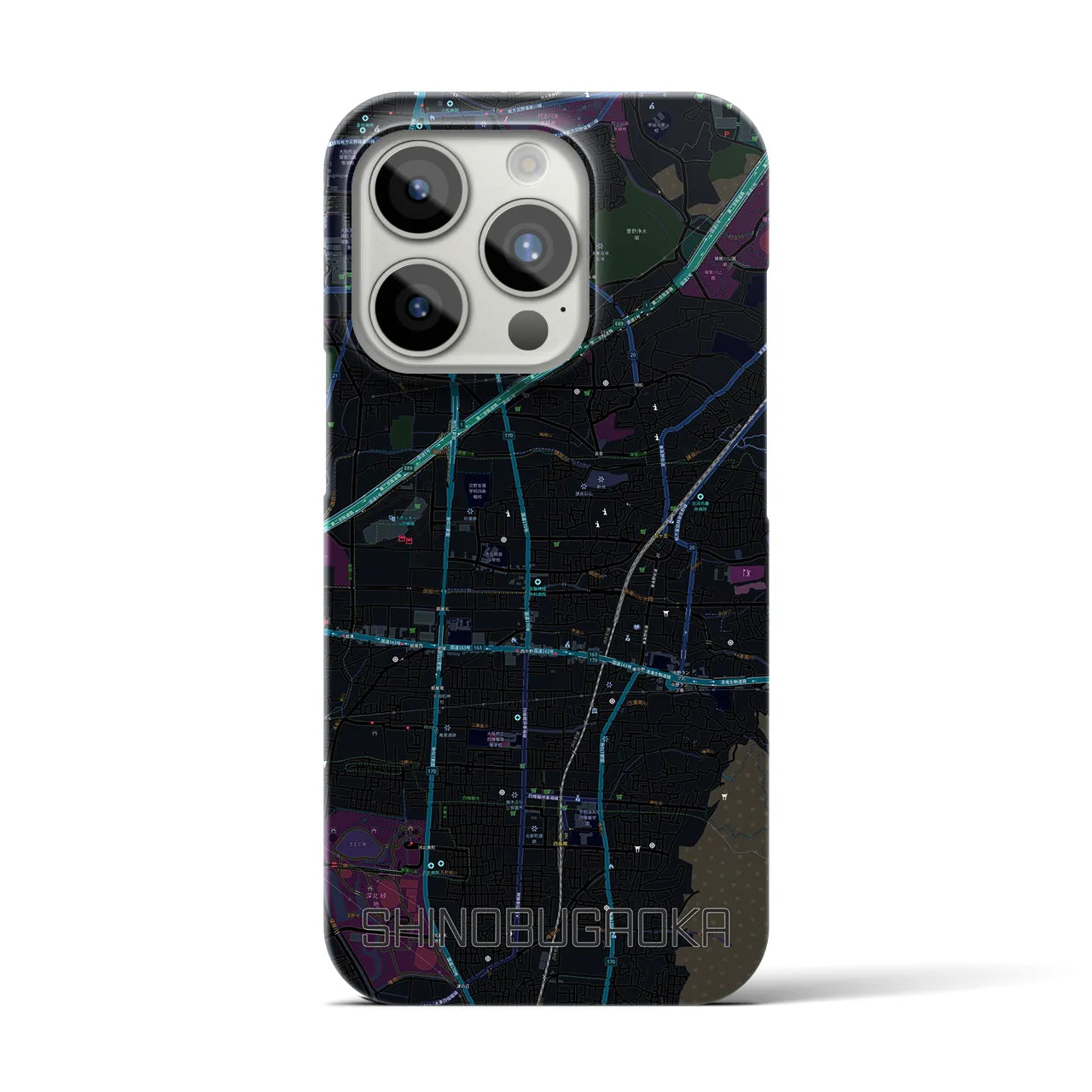 【忍ケ丘(大阪府)】地図柄iPhoneケース(バックカバータイプ)