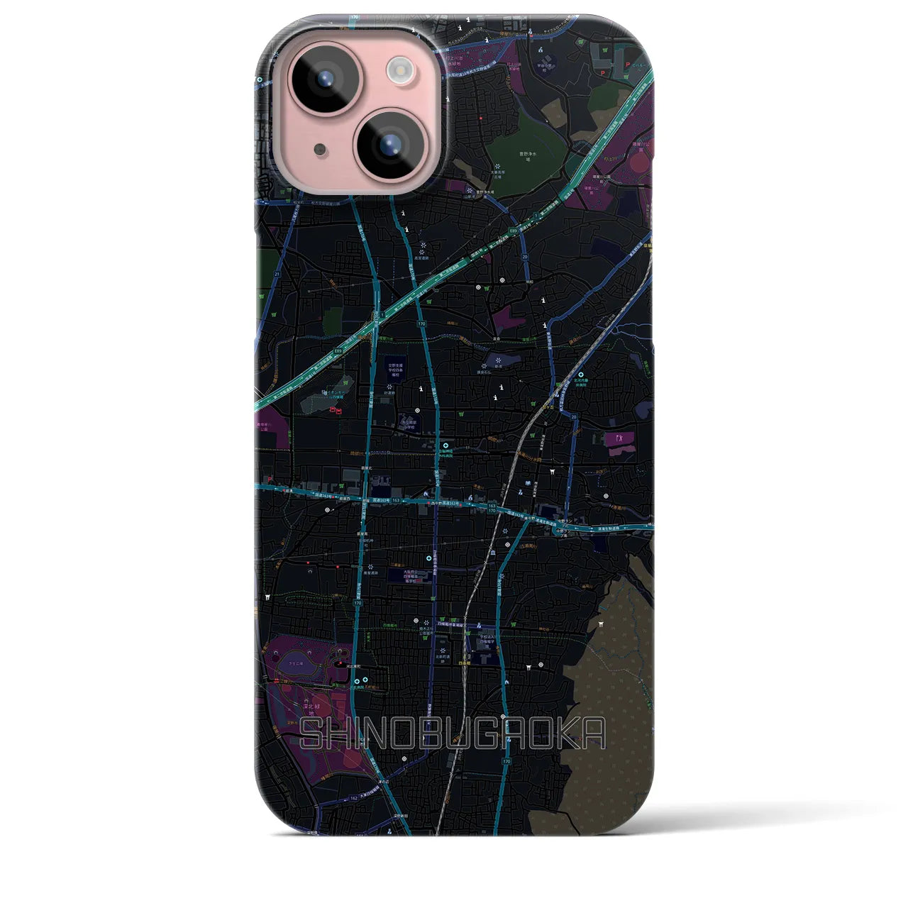 【忍ケ丘(大阪府)】地図柄iPhoneケース(バックカバータイプ)
