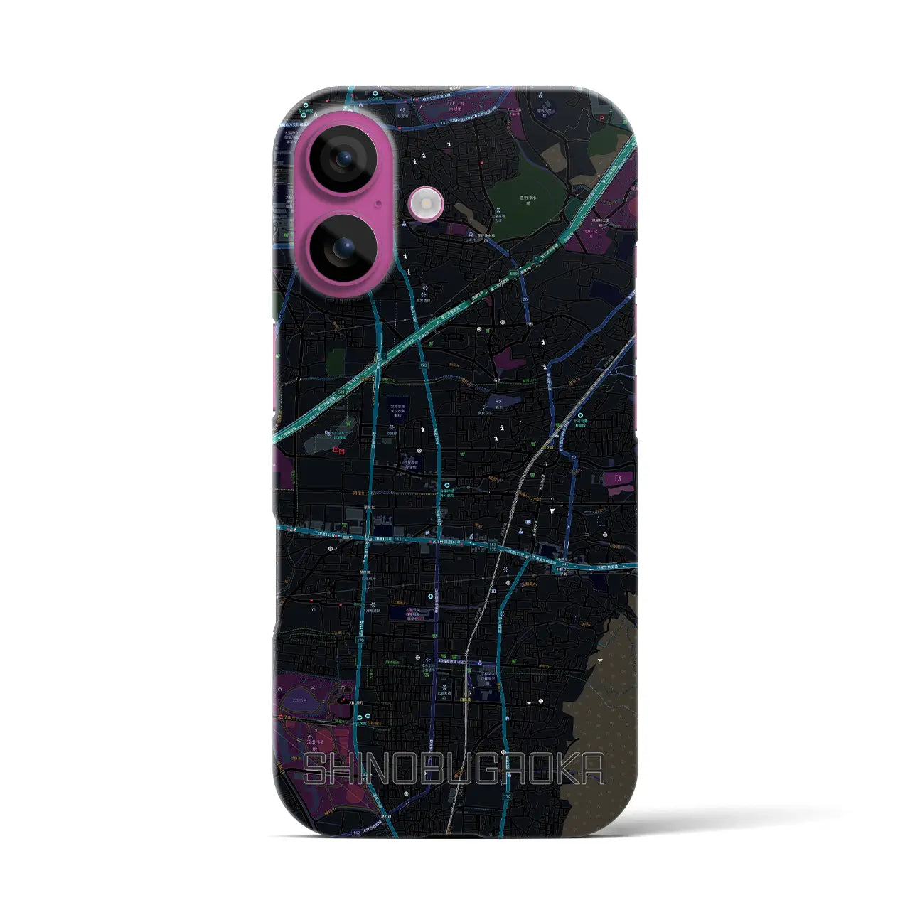 【忍ケ丘(大阪府)】地図柄iPhoneケース(バックカバータイプ)