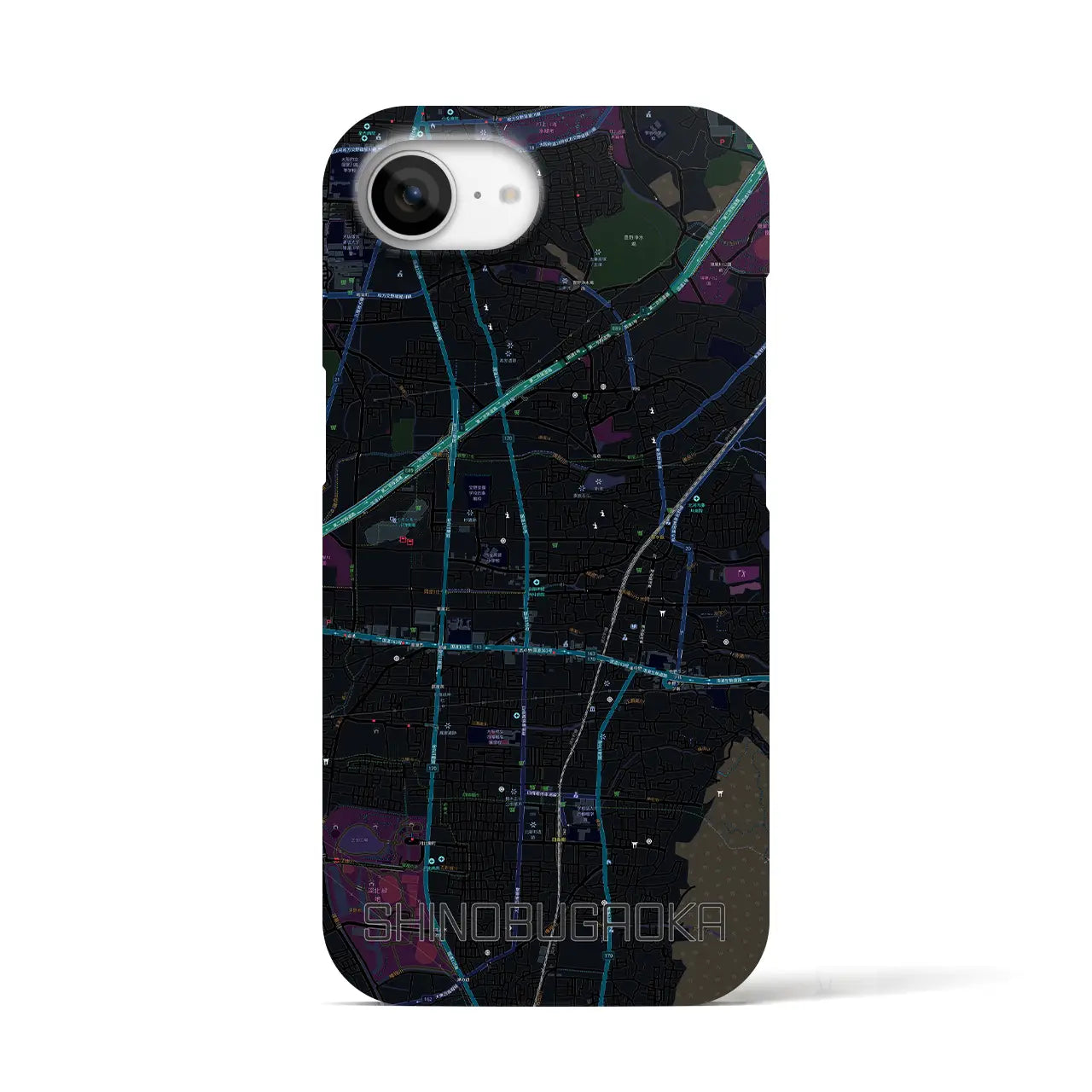 【忍ケ丘(大阪府)】地図柄iPhoneケース(バックカバータイプ)