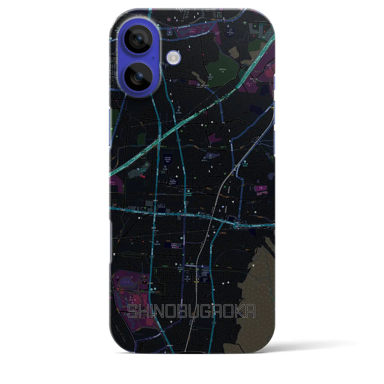 【忍ケ丘(大阪府)】地図柄iPhoneケース(バックカバータイプ)
