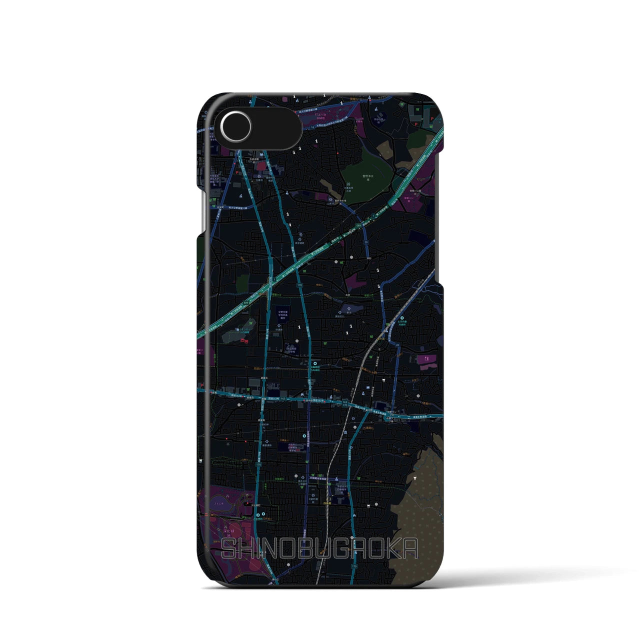 【忍ケ丘(大阪府)】地図柄iPhoneケース(バックカバータイプ)