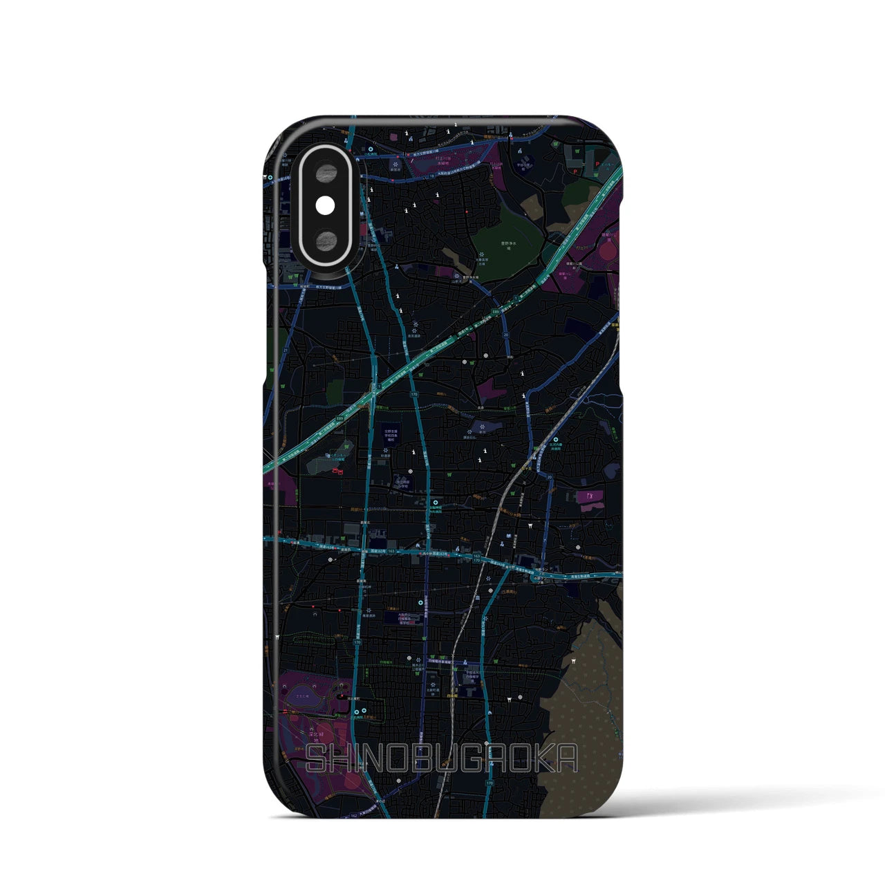 【忍ケ丘(大阪府)】地図柄iPhoneケース(バックカバータイプ)