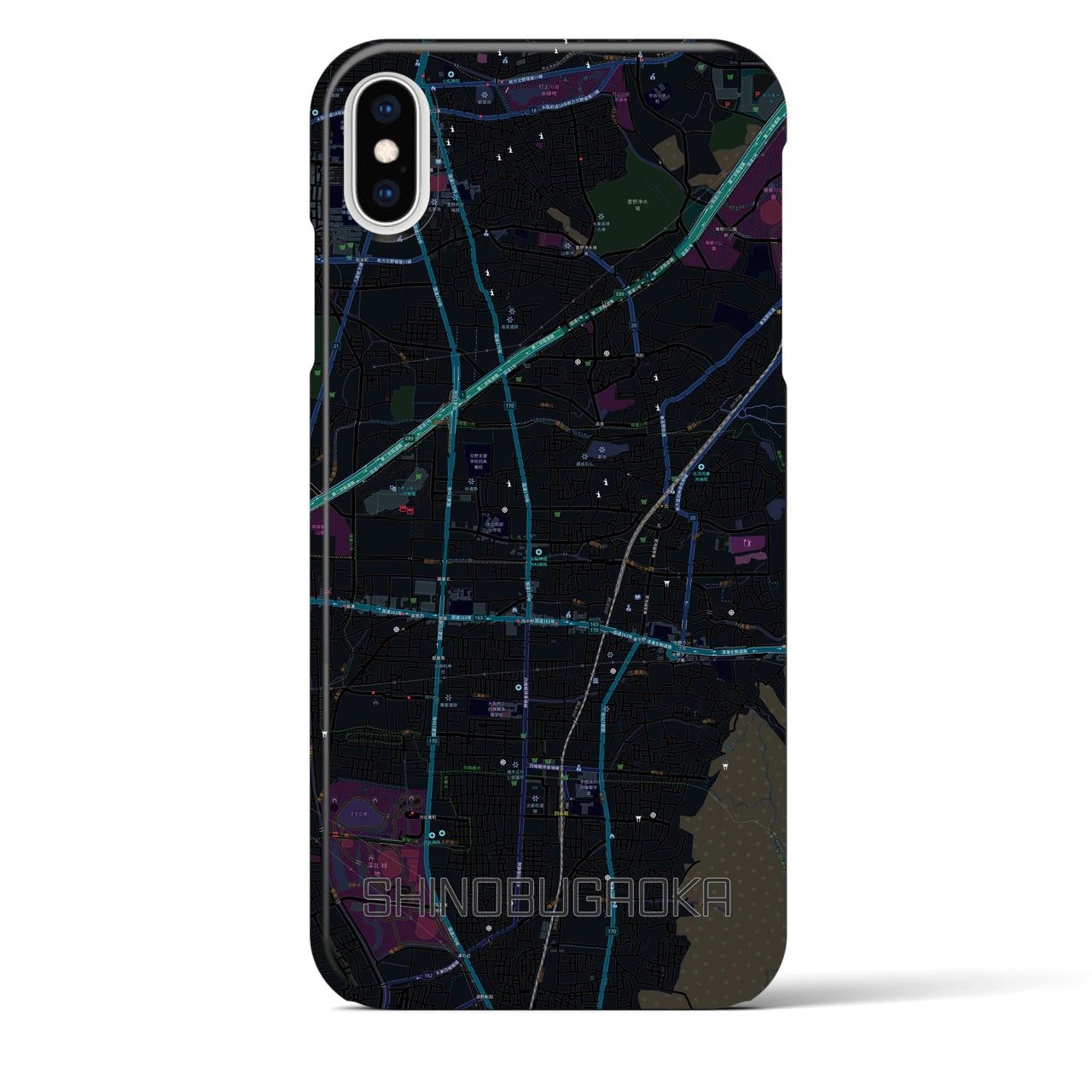 【忍ケ丘(大阪府)】地図柄iPhoneケース(バックカバータイプ)