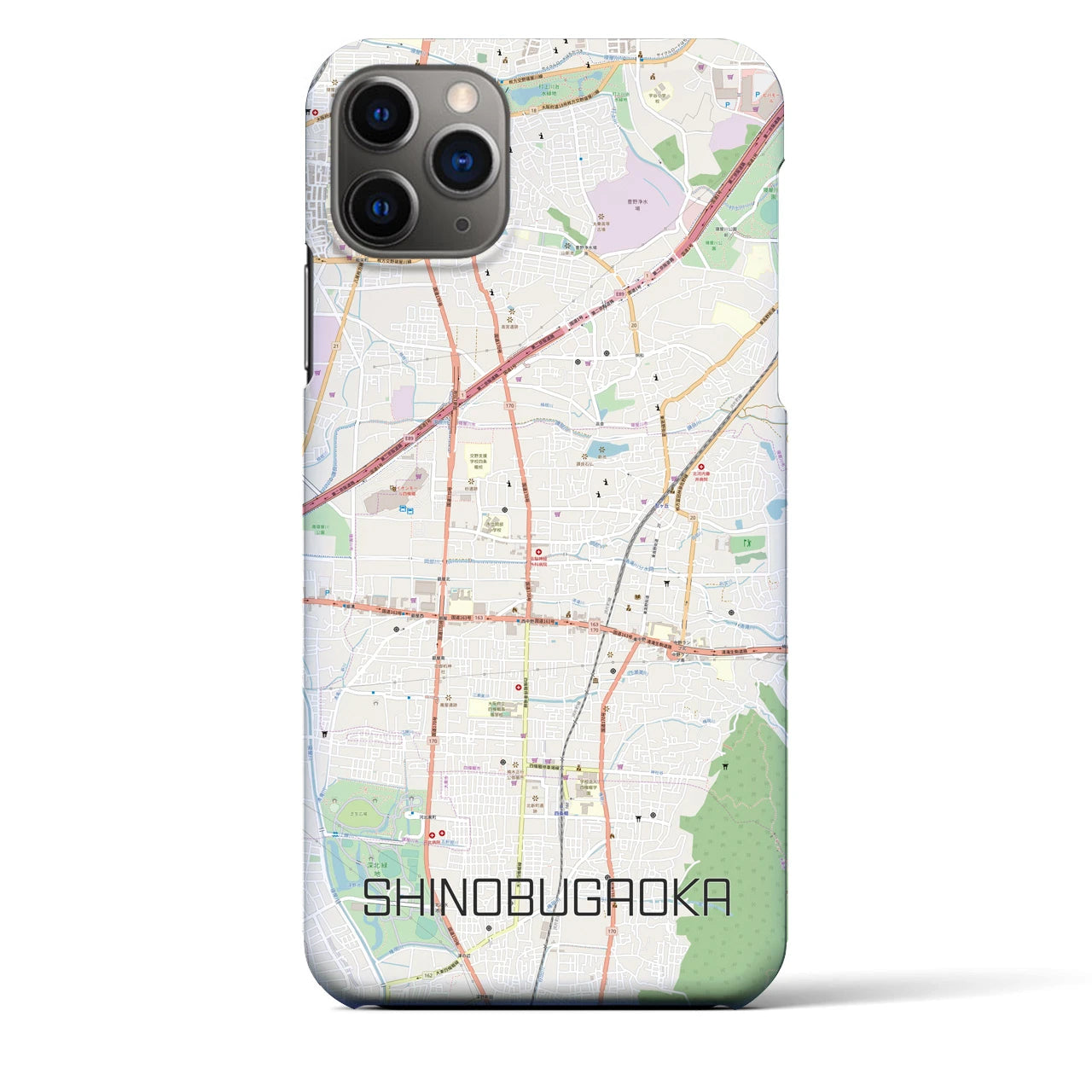 【忍ケ丘(大阪府)】地図柄iPhoneケース(バックカバータイプ)