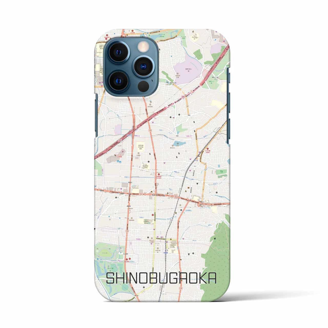 【忍ケ丘(大阪府)】地図柄iPhoneケース(バックカバータイプ)