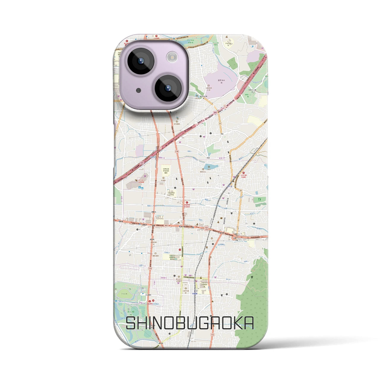【忍ケ丘(大阪府)】地図柄iPhoneケース(バックカバータイプ)