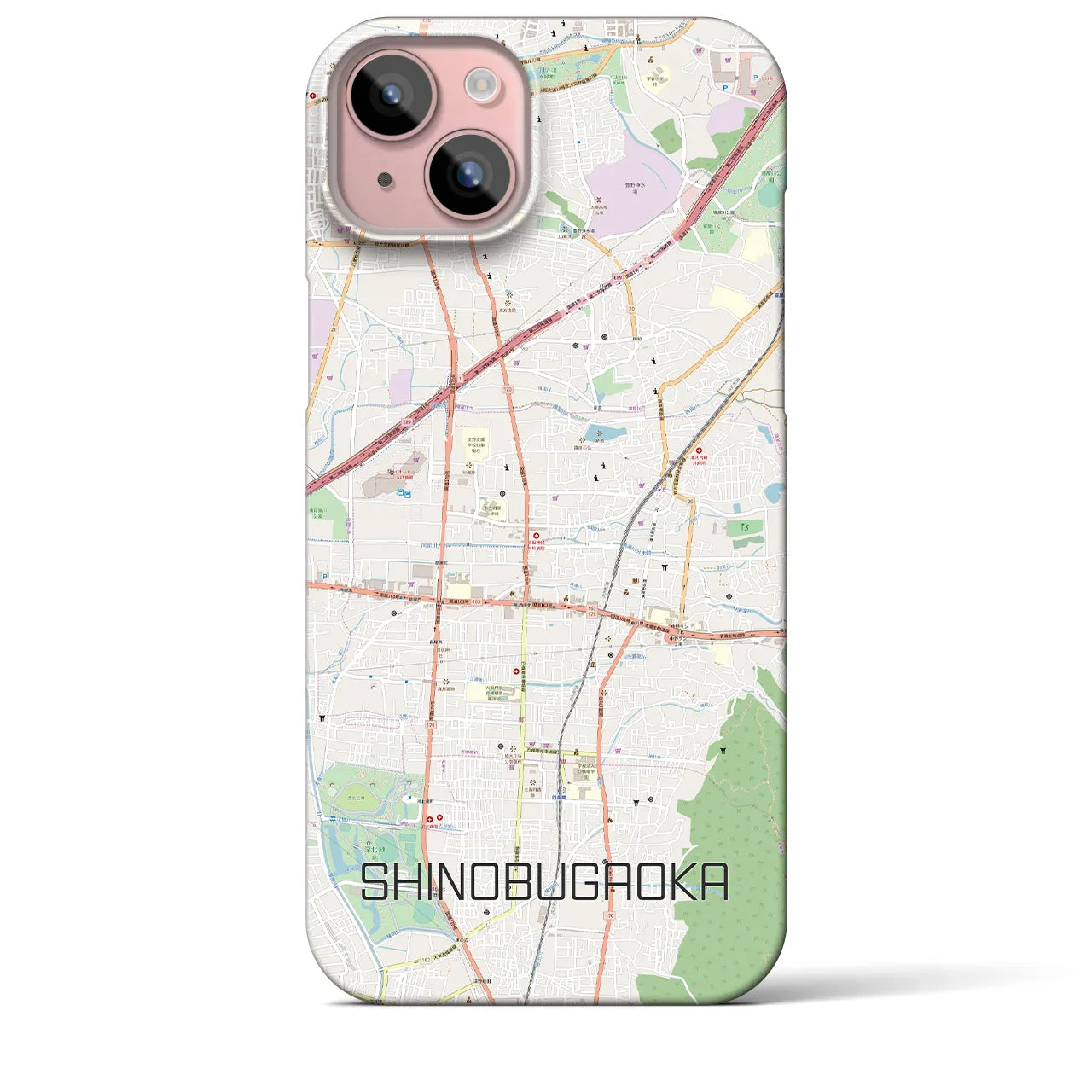 【忍ケ丘(大阪府)】地図柄iPhoneケース(バックカバータイプ)