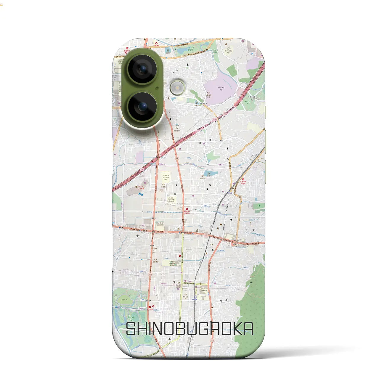 【忍ケ丘(大阪府)】地図柄iPhoneケース(バックカバータイプ)ブラック・iPhone 17 Pro Max 用