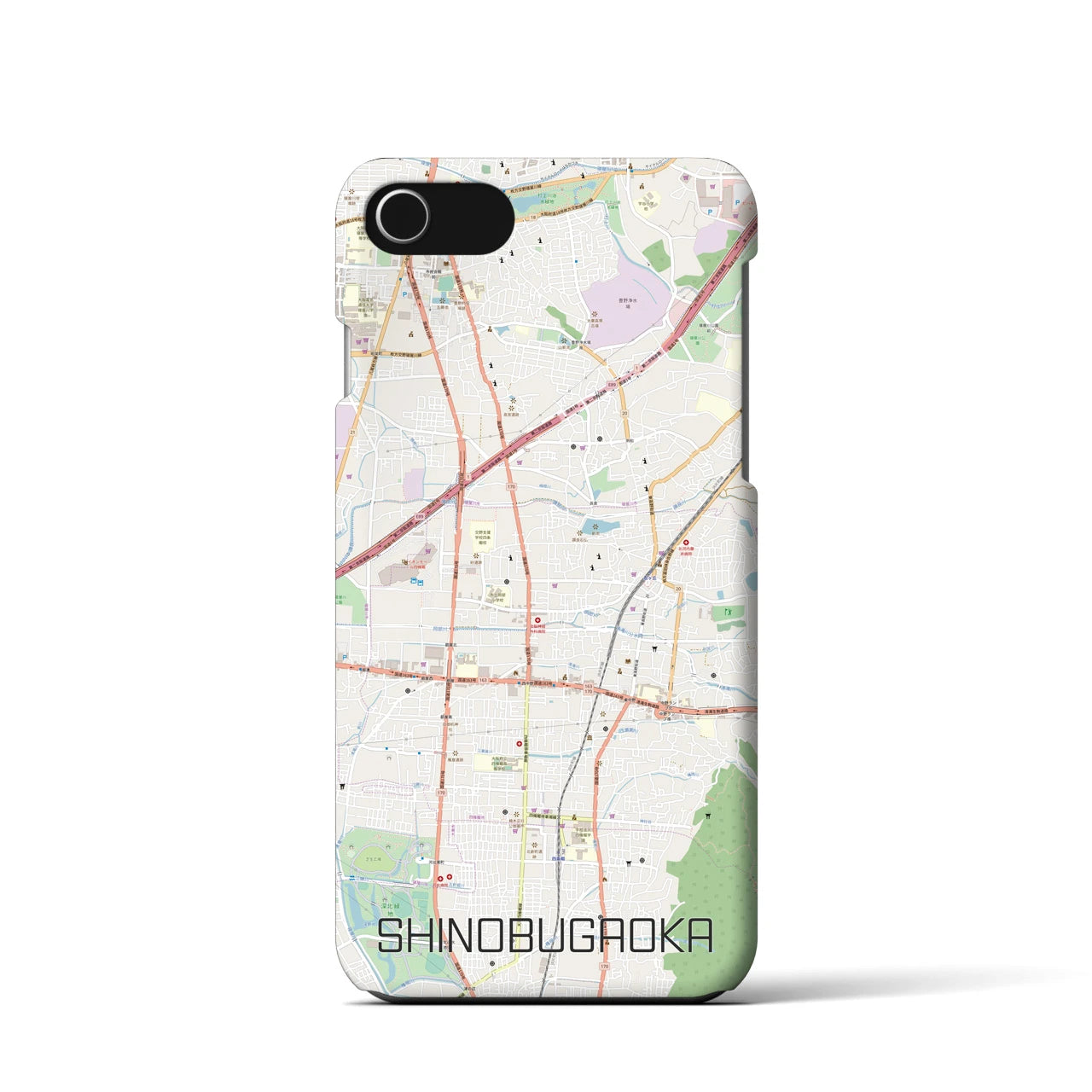 【忍ケ丘(大阪府)】地図柄iPhoneケース(バックカバータイプ)