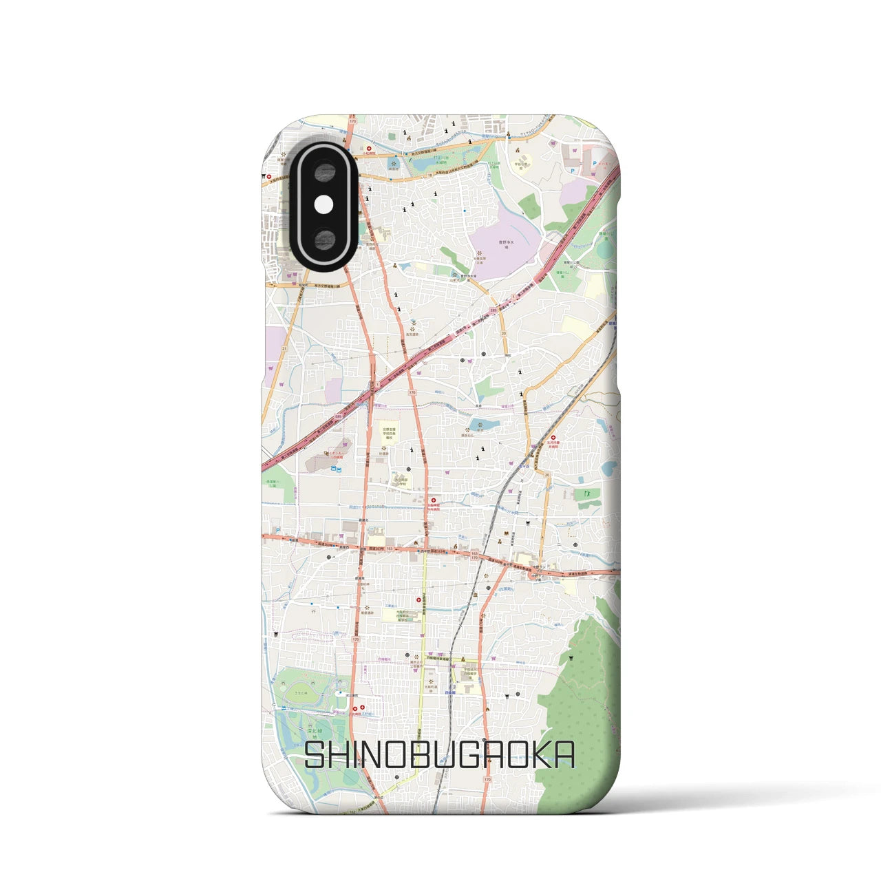 【忍ケ丘(大阪府)】地図柄iPhoneケース(バックカバータイプ)