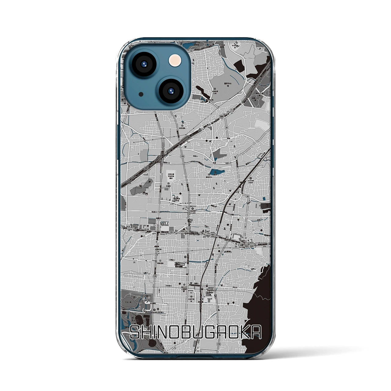 【忍ケ丘(大阪府)】地図柄iPhoneケース(クリアタイプ)