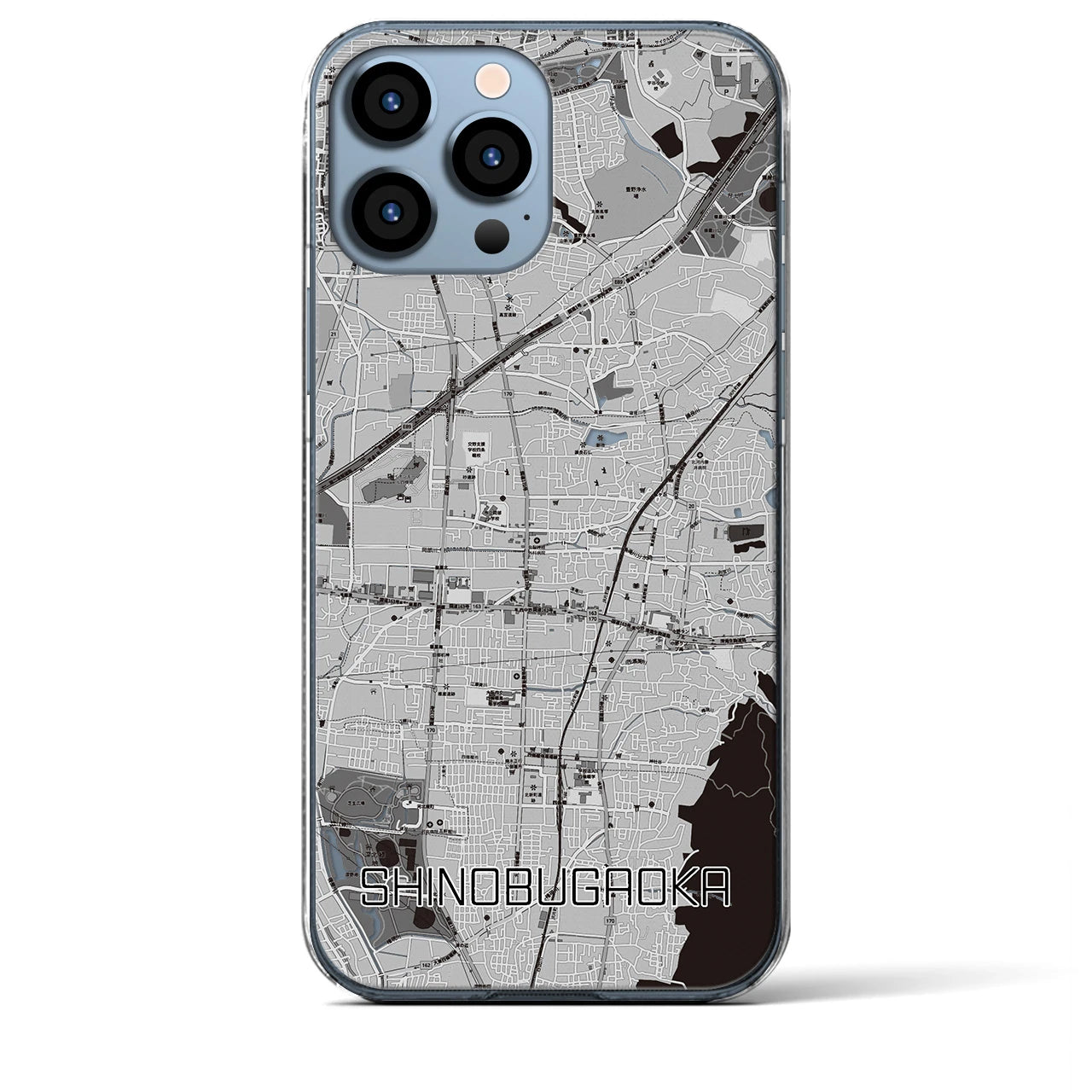 【忍ケ丘(大阪府)】地図柄iPhoneケース(クリアタイプ)