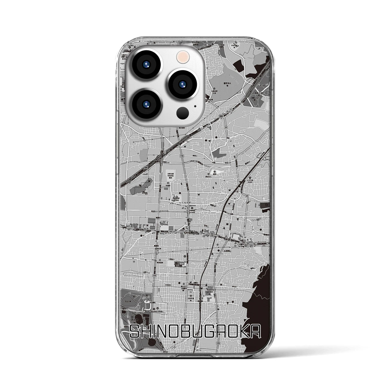 【忍ケ丘(大阪府)】地図柄iPhoneケース(クリアタイプ)