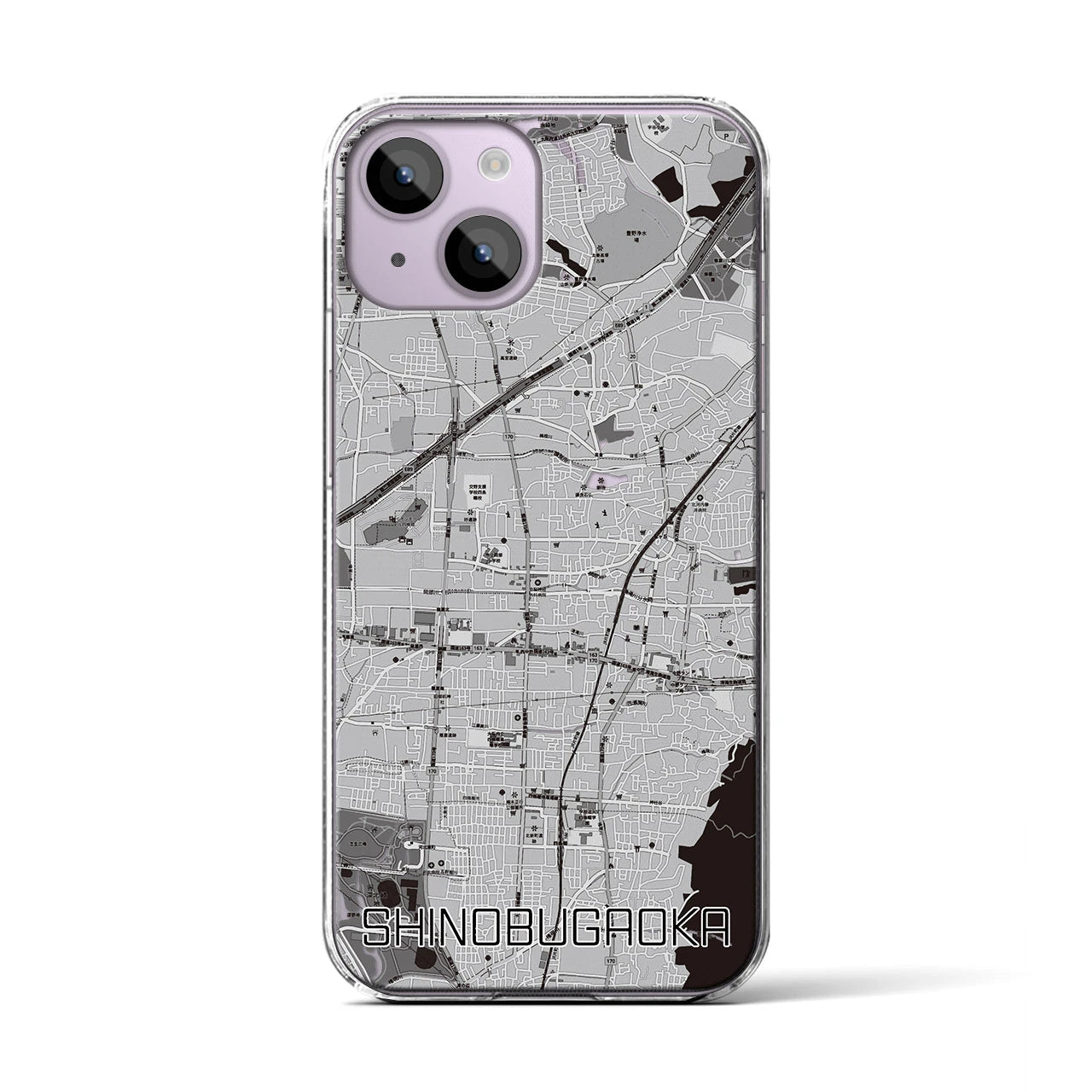 【忍ケ丘(大阪府)】地図柄iPhoneケース(クリアタイプ)