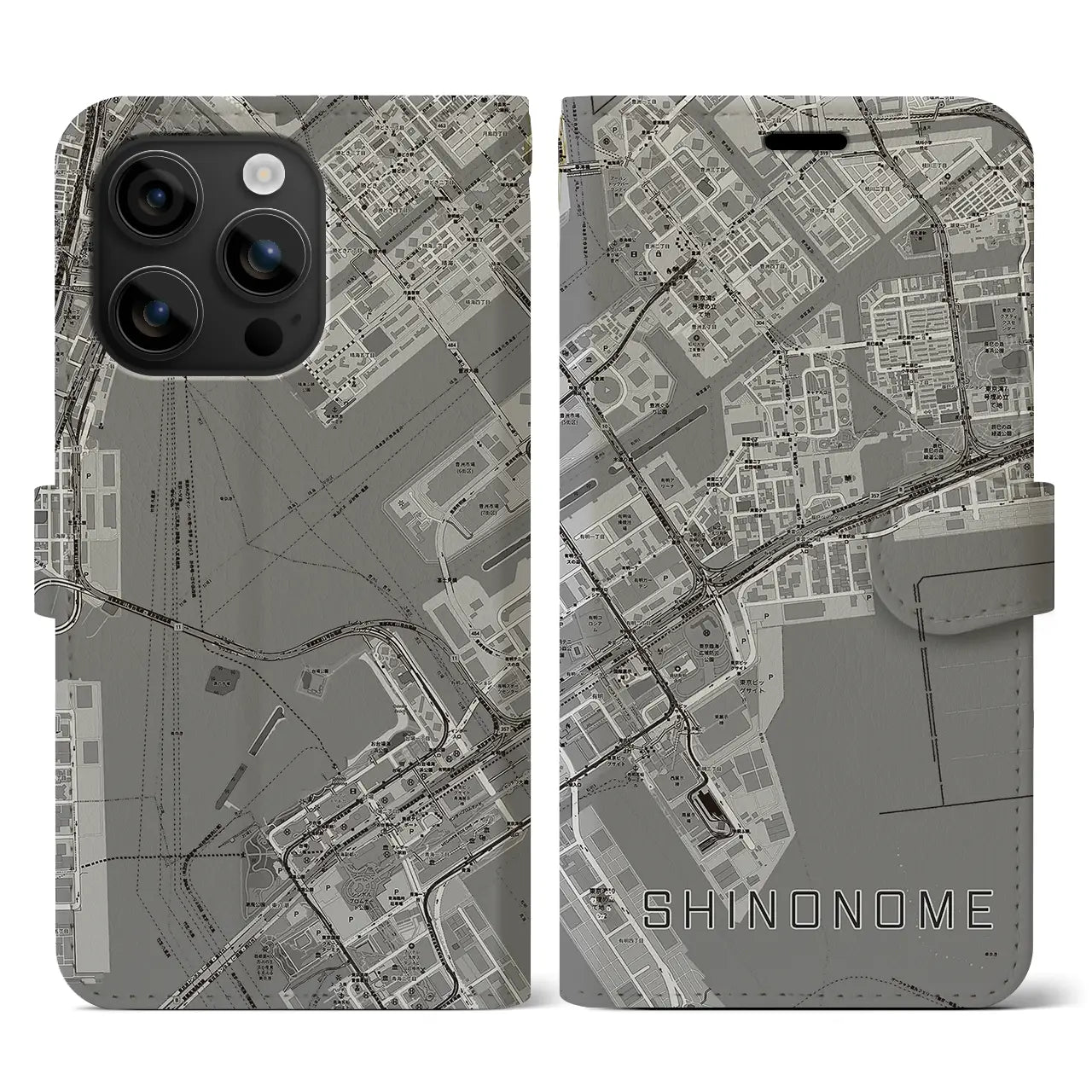【東雲(東京都)】地図柄iPhoneケース(手帳タイプ)
