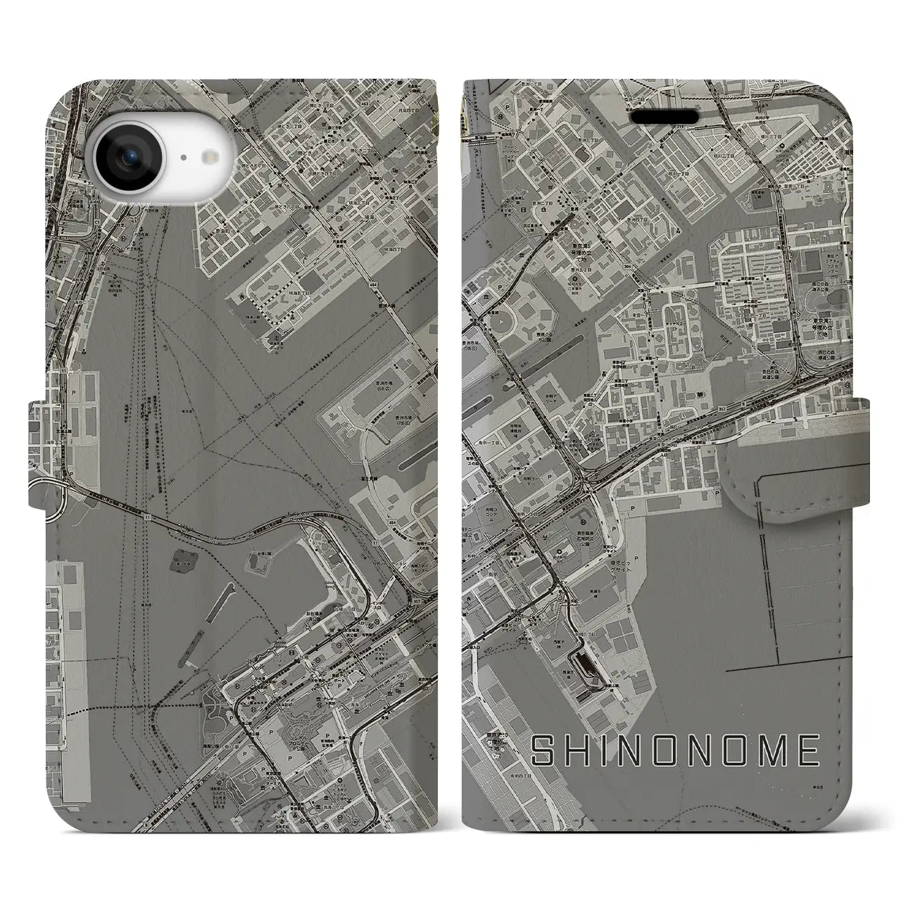 【東雲(東京都)】地図柄iPhoneケース(手帳タイプ)