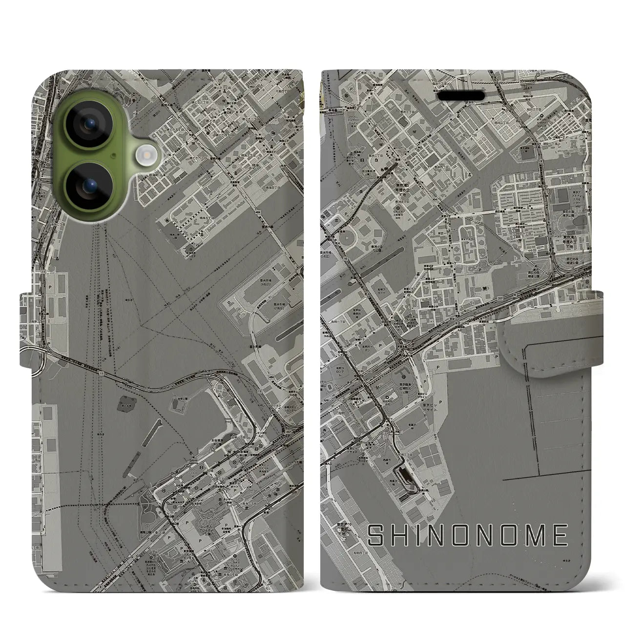 【東雲(東京都)】地図柄iPhoneケース(手帳タイプ)