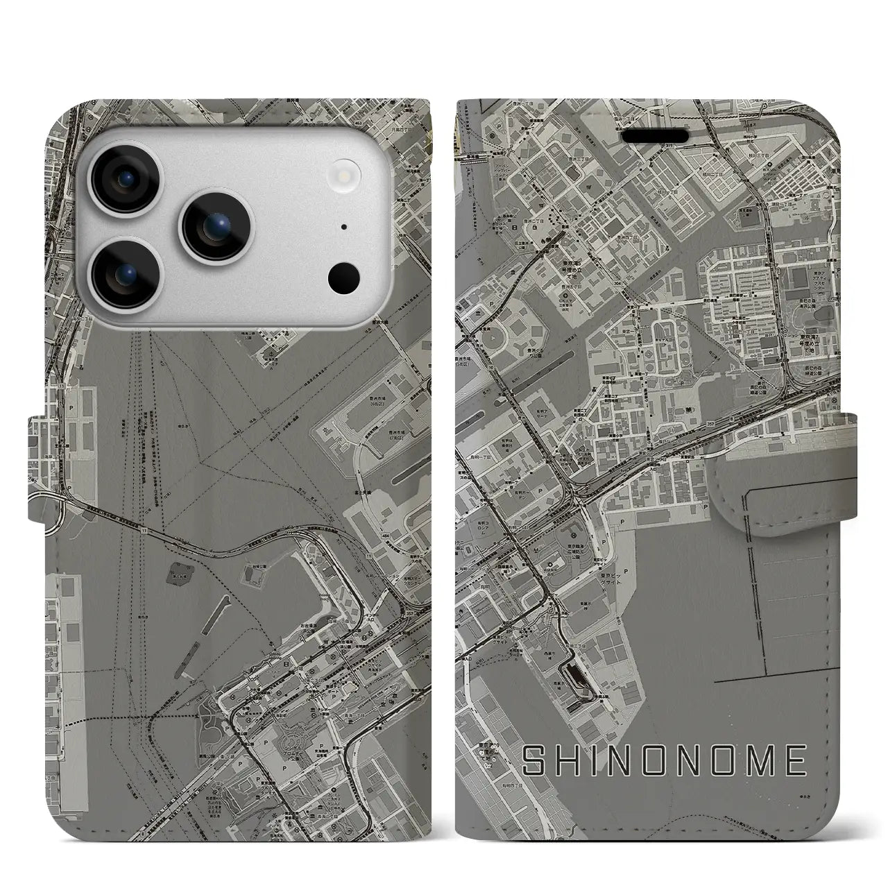 【東雲(東京都)】地図柄iPhoneケース(手帳タイプ)