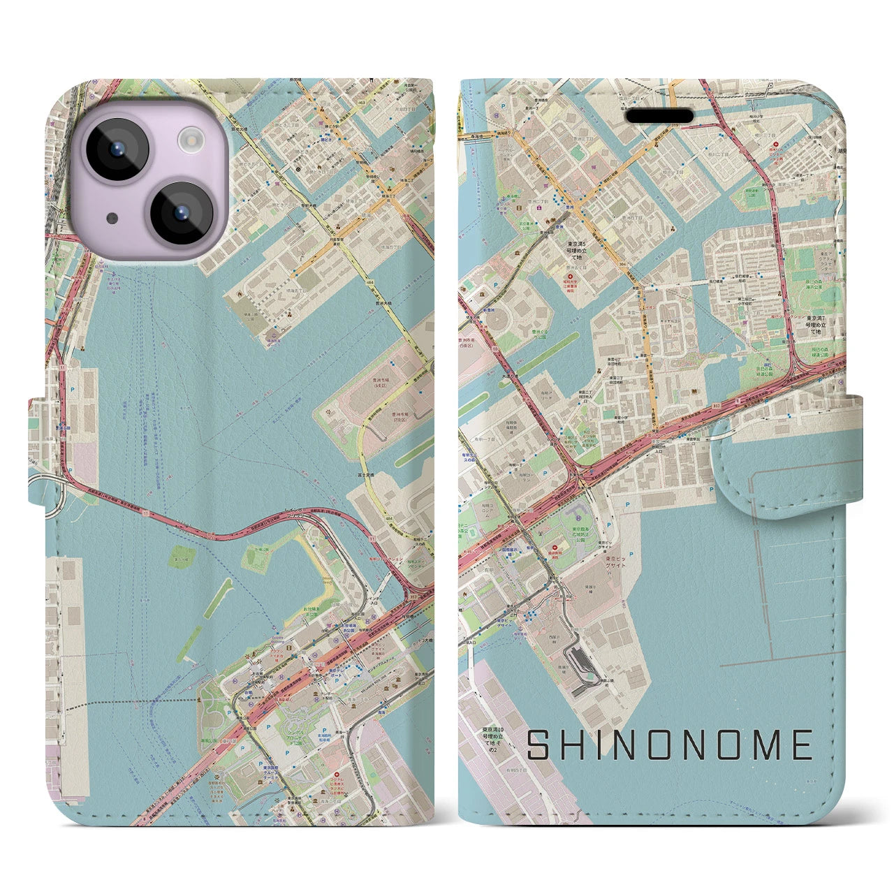 【東雲(東京都)】地図柄iPhoneケース(手帳タイプ)