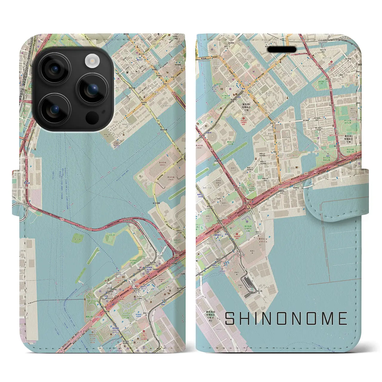 【東雲(東京都)】地図柄iPhoneケース(手帳タイプ)
