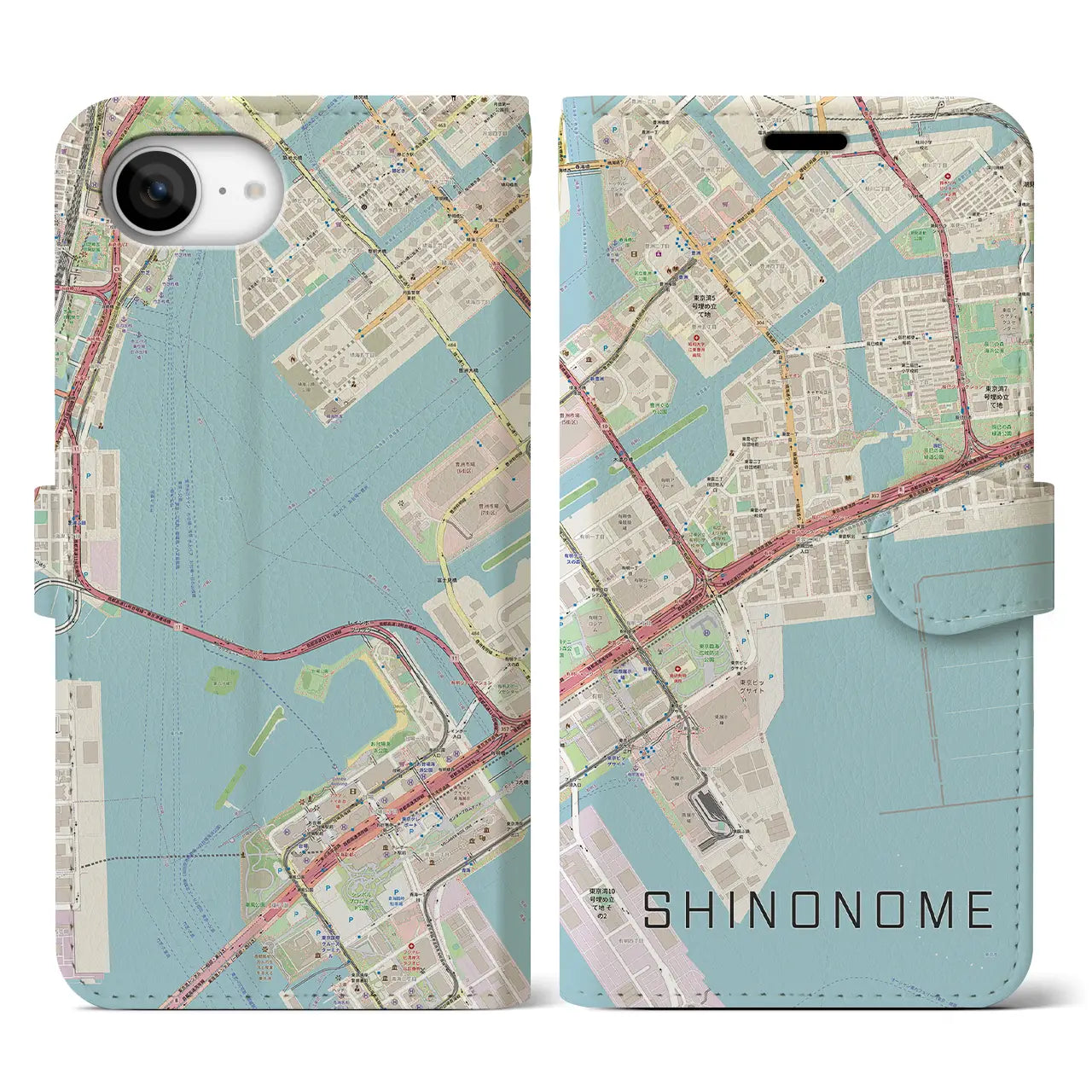 【東雲(東京都)】地図柄iPhoneケース(手帳タイプ)