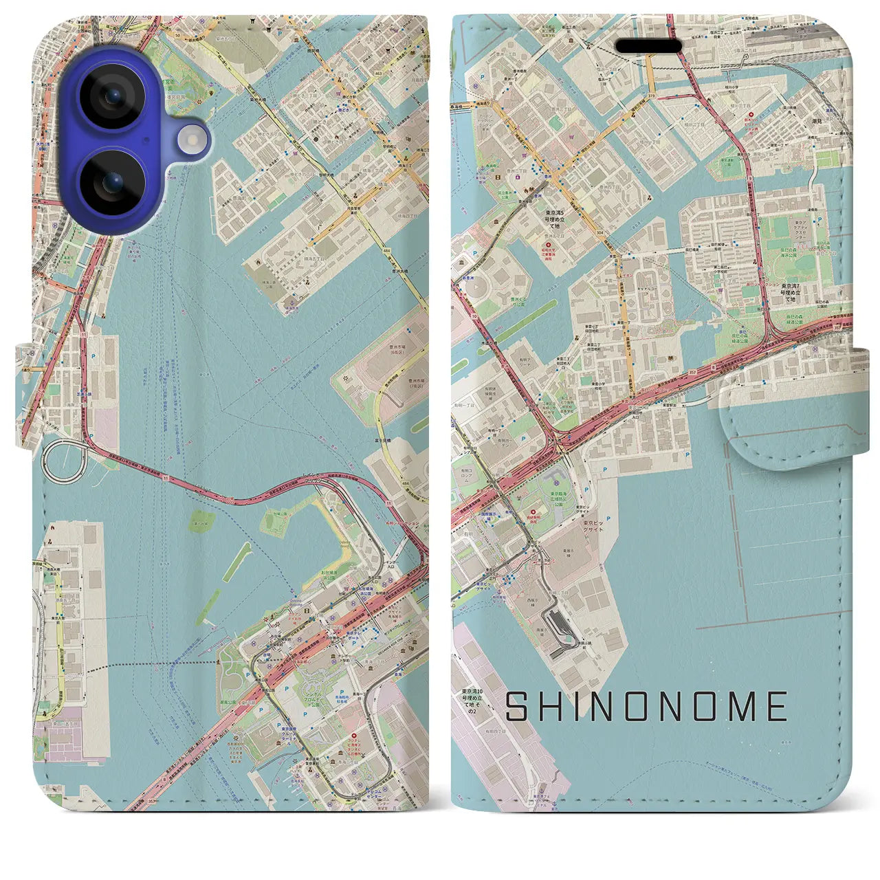 【東雲(東京都)】地図柄iPhoneケース(手帳タイプ)