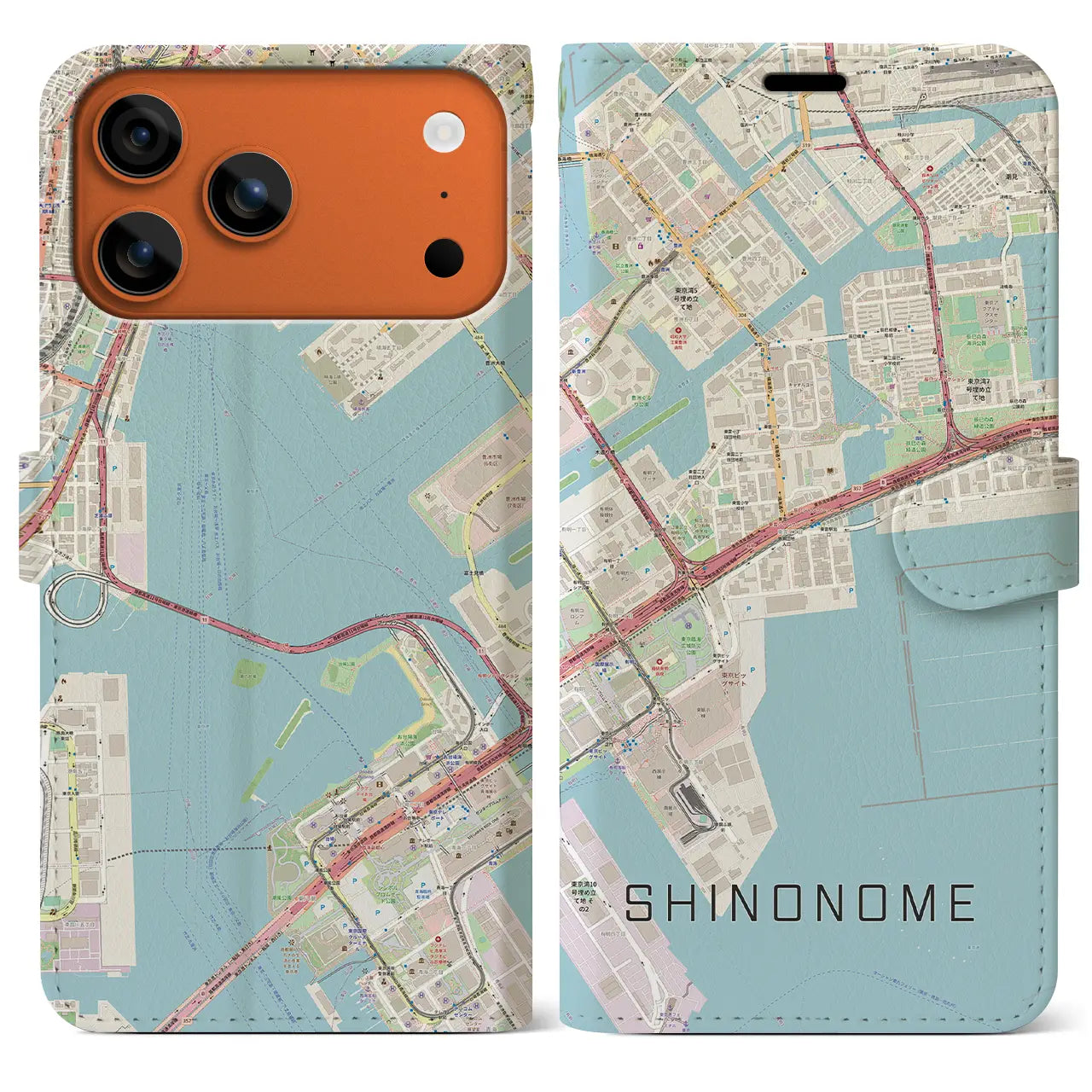 【東雲(東京都)】地図柄iPhoneケース(手帳タイプ)