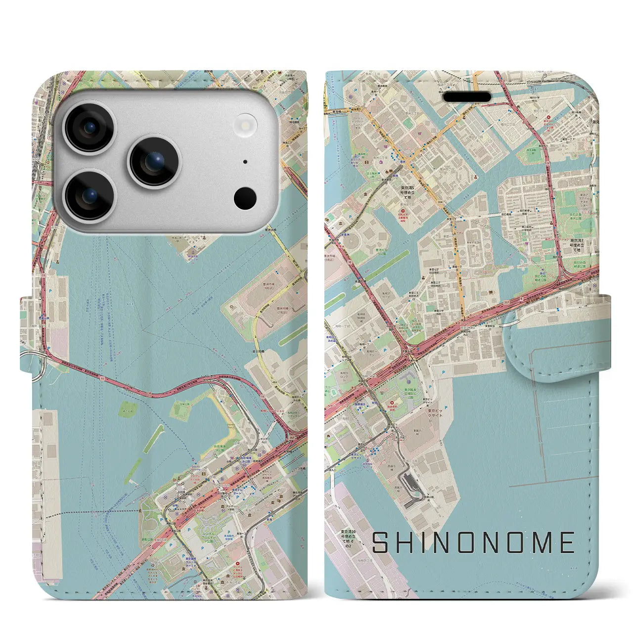 【東雲(東京都)】地図柄iPhoneケース(手帳タイプ)ナチュラル・iPhone 17 Pro Max 用