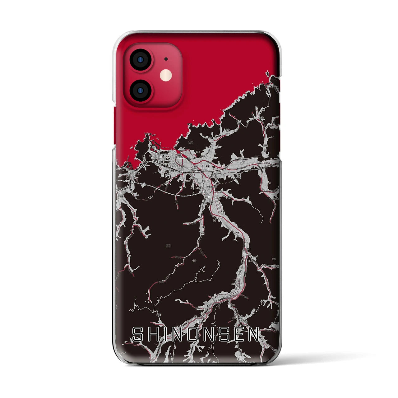 【新温泉(兵庫県)】地図柄iPhoneケース(クリアタイプ)モノトーン・iPhone 11 用