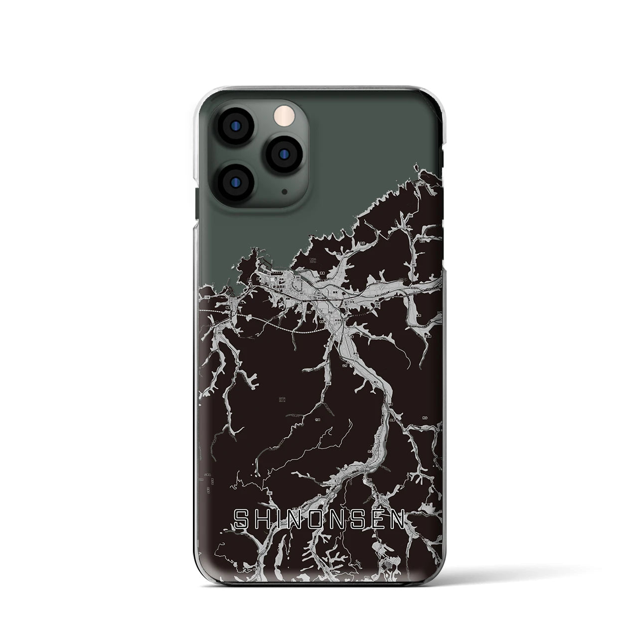 【新温泉(兵庫県)】地図柄iPhoneケース(クリアタイプ)モノトーン・iPhone 11 Pro 用