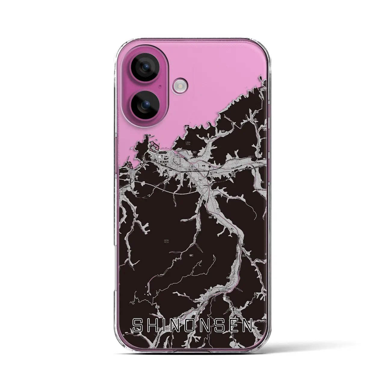【新温泉(兵庫県)】地図柄iPhoneケース(クリアタイプ)モノトーン・iPhone 16 Pro 用
