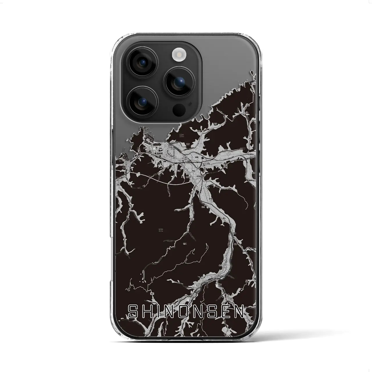 【新温泉(兵庫県)】地図柄iPhoneケース(クリアタイプ)モノトーン・iPhone 16 用